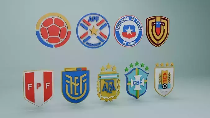 3D soccer logos from South America