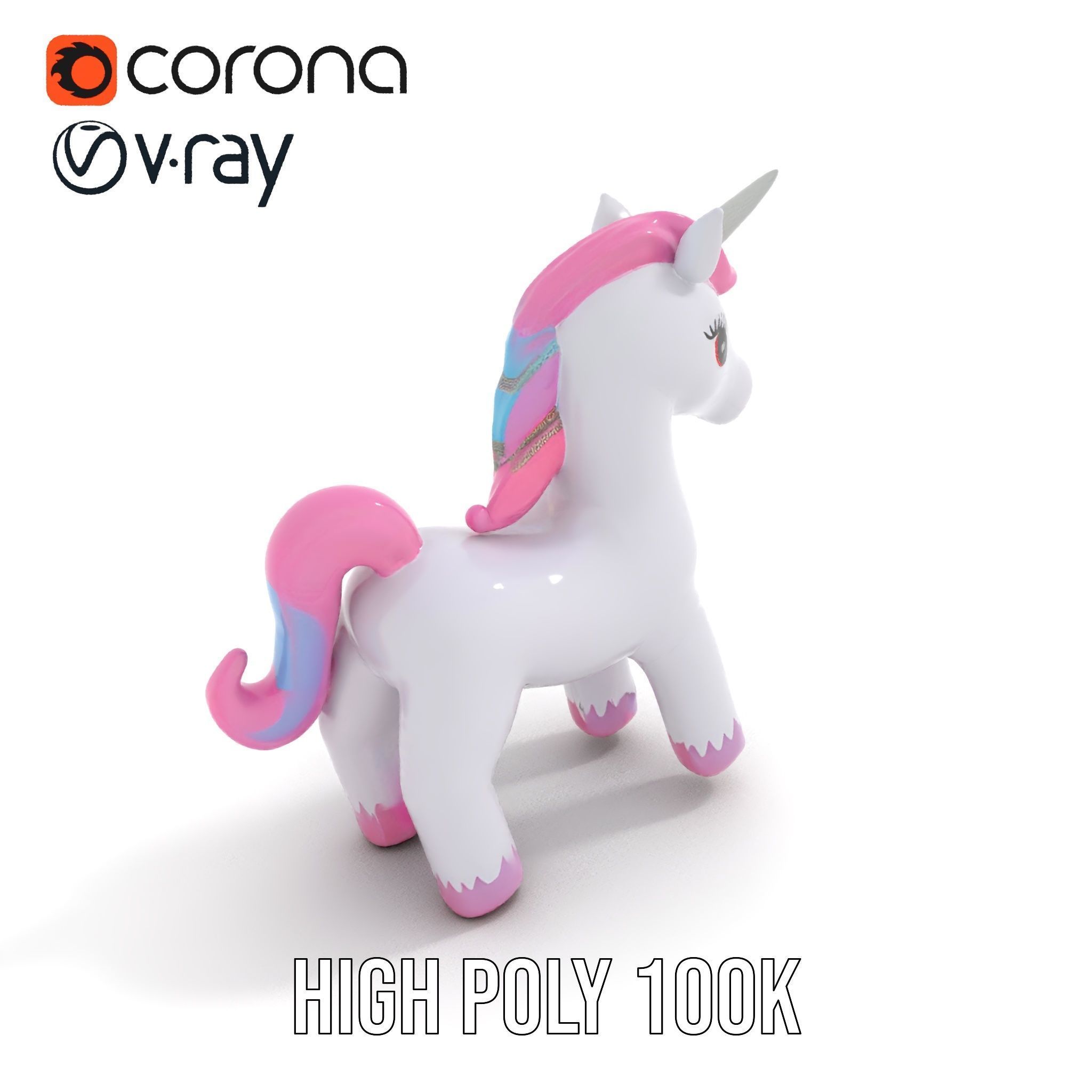 Inflatable Unicorn model pack toy design collection Low-poly 3D model_17
