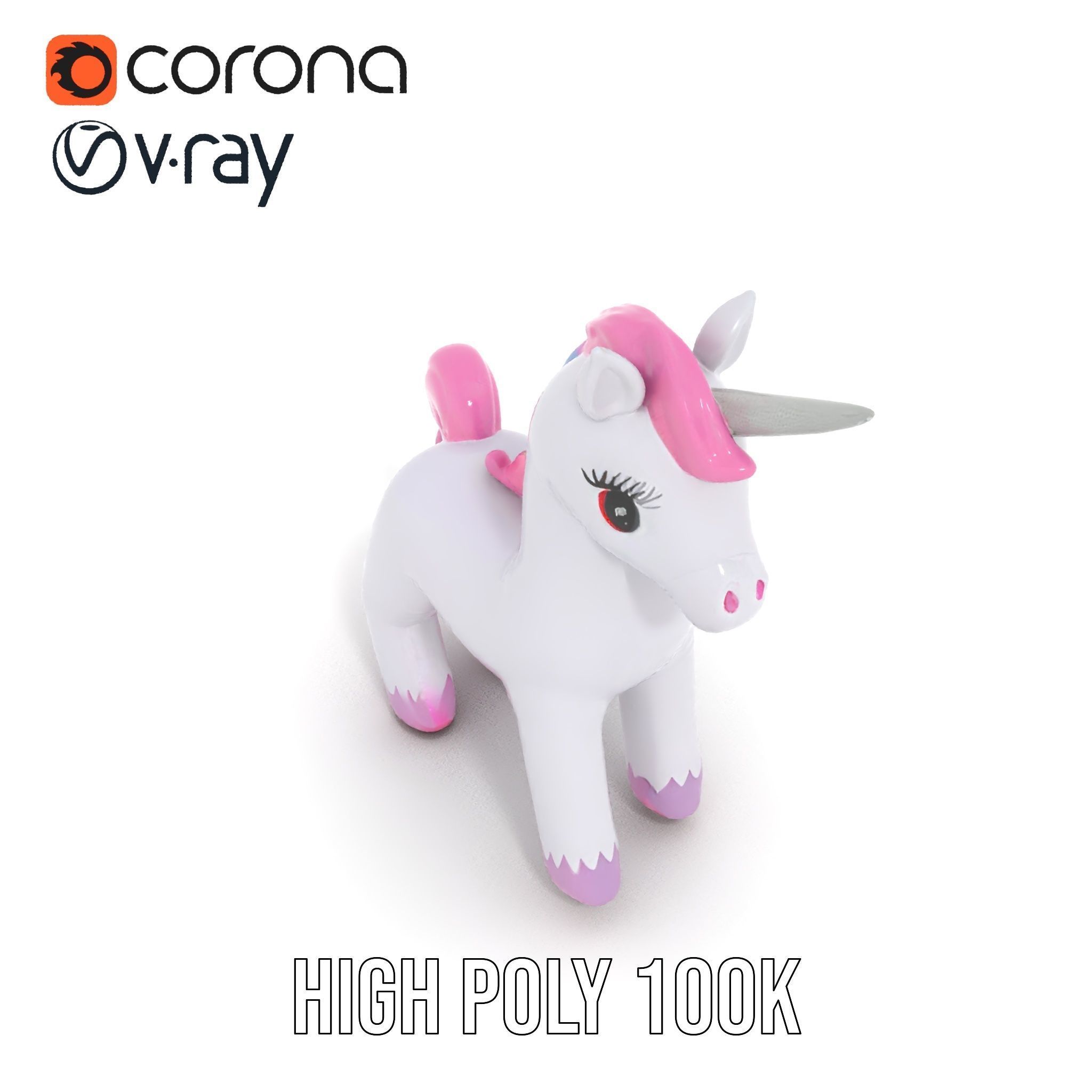 Inflatable Unicorn model pack toy design collection Low-poly 3D model_28