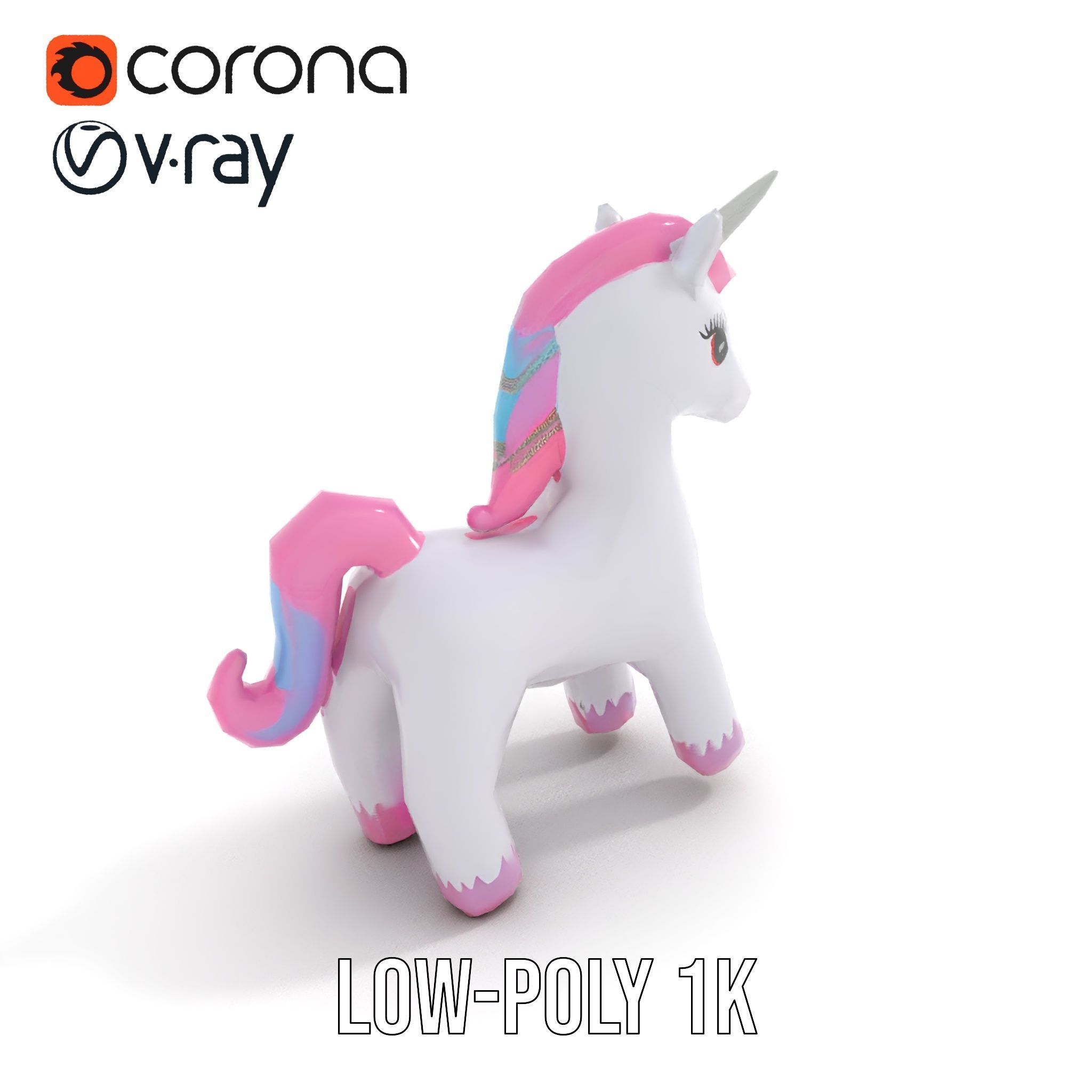 Inflatable Unicorn model pack toy design collection Low-poly 3D model_12