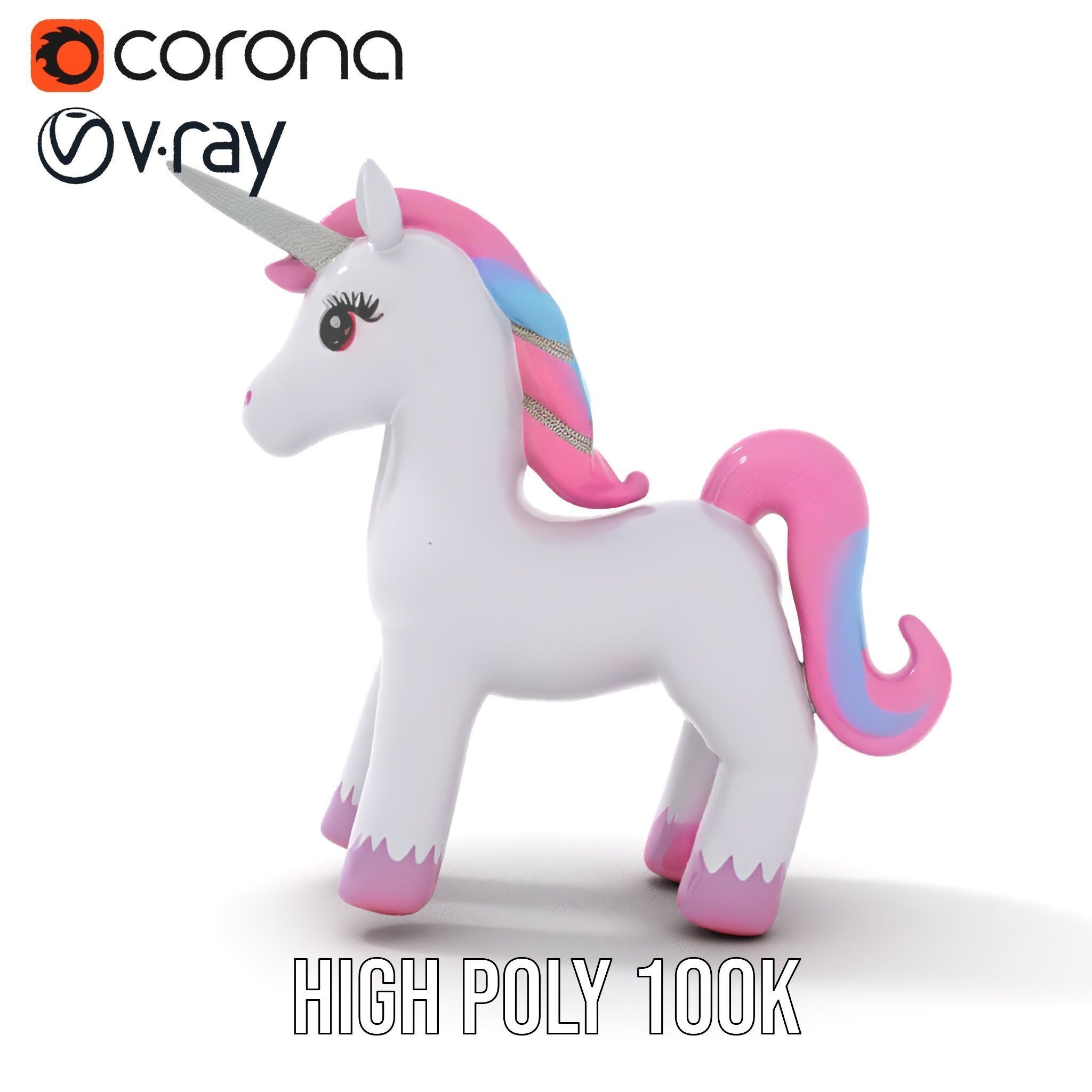 Inflatable Unicorn model pack toy design collection Low-poly 3D model_31