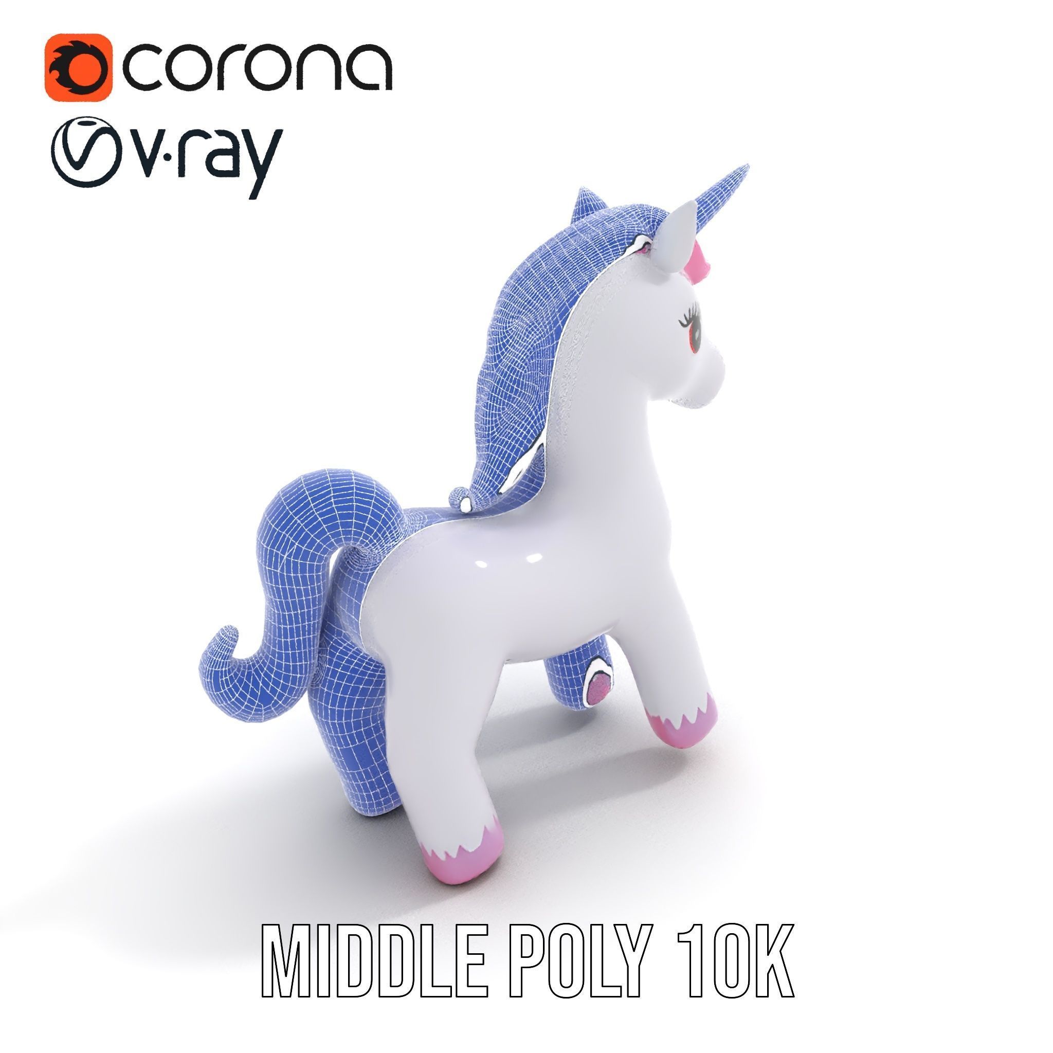 Inflatable Unicorn model pack toy design collection Low-poly 3D model_29