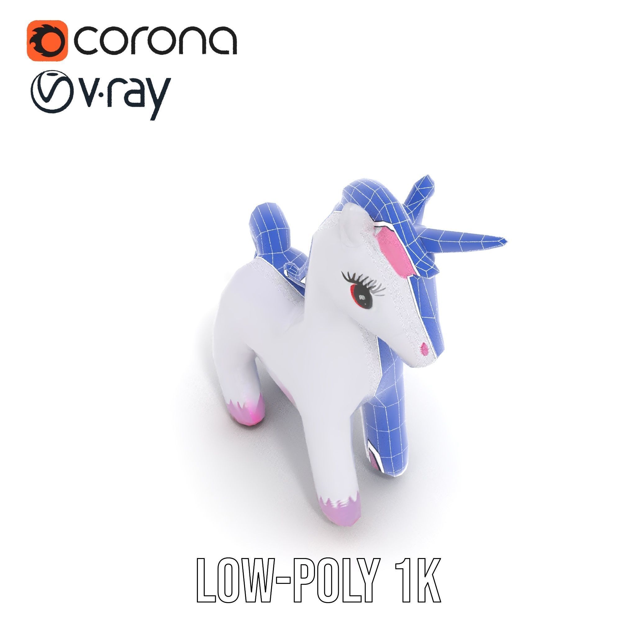 Inflatable Unicorn model pack toy design collection Low-poly 3D model_27