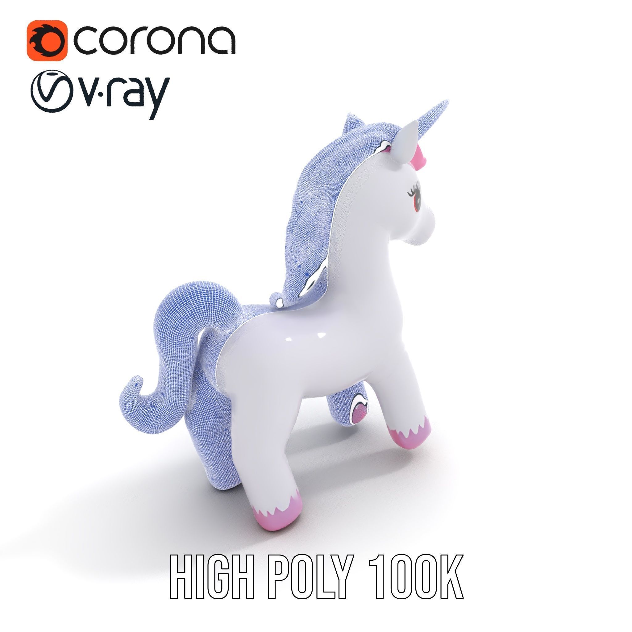 Inflatable Unicorn model pack toy design collection Low-poly 3D model_25
