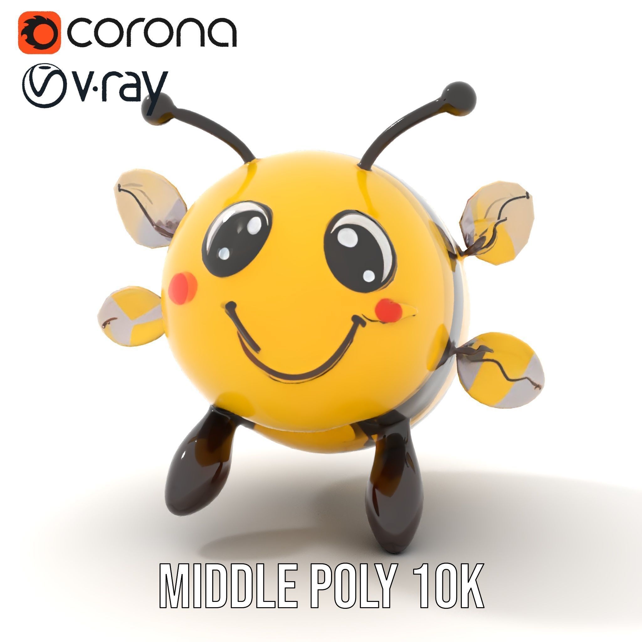 Cartoon Bee Model Pack   LOD Levels Included Low-poly 3D model_15