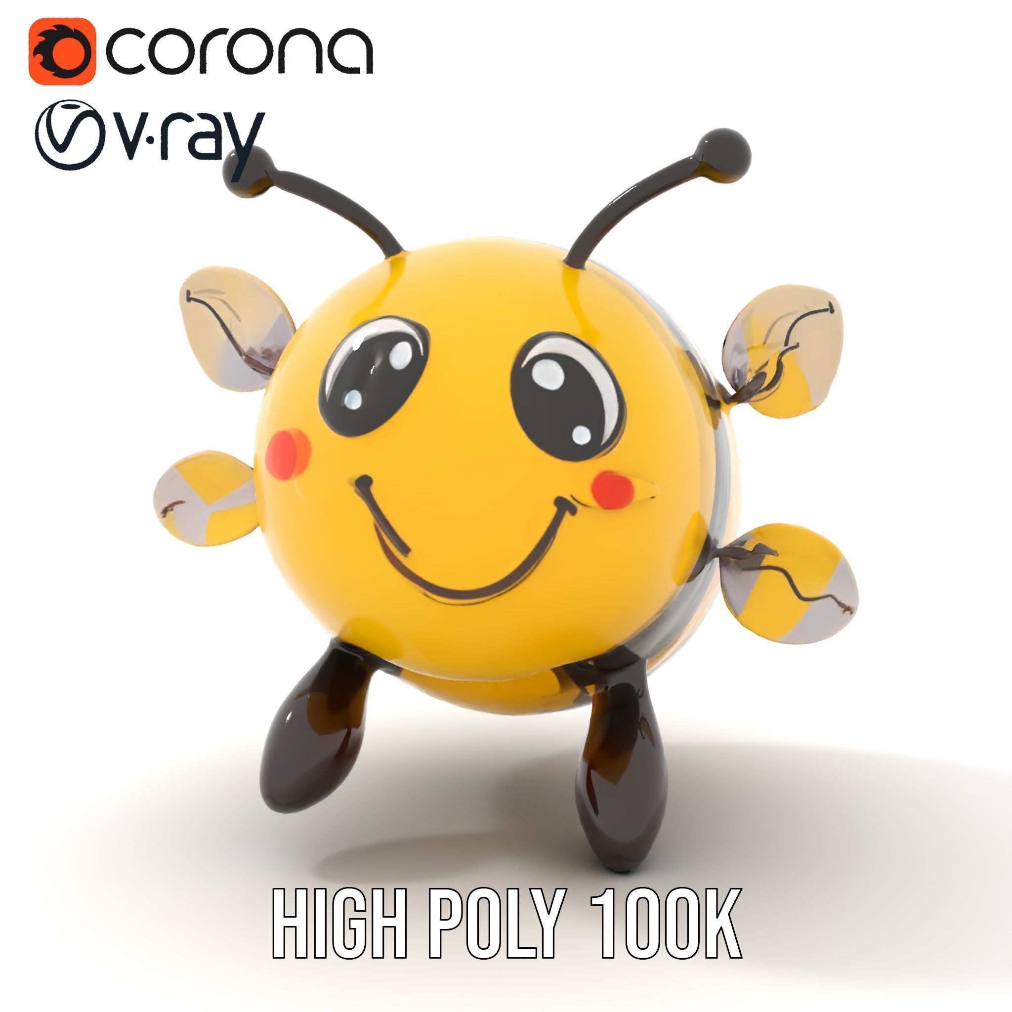 Cartoon Bee Model Pack   LOD Levels Included Low-poly 3D model_31