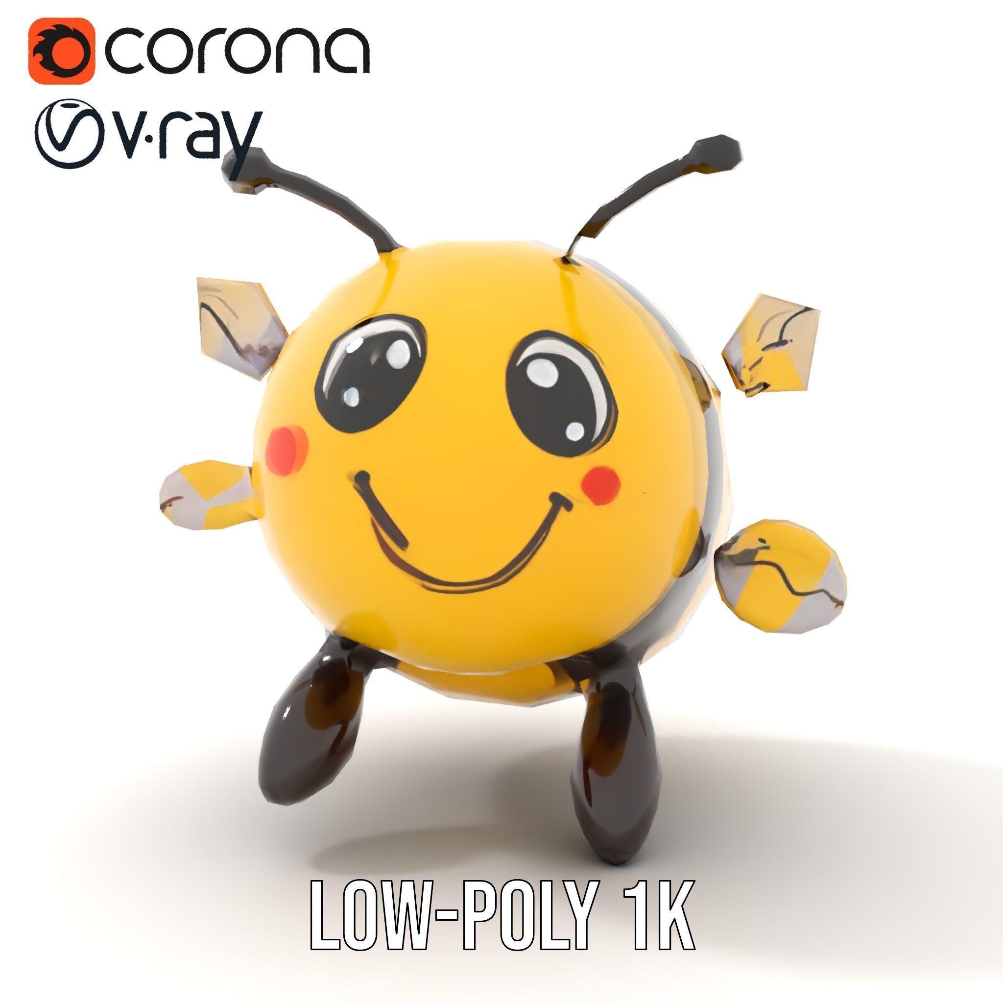 Cartoon Bee Model Pack   LOD Levels Included Low-poly 3D model_16