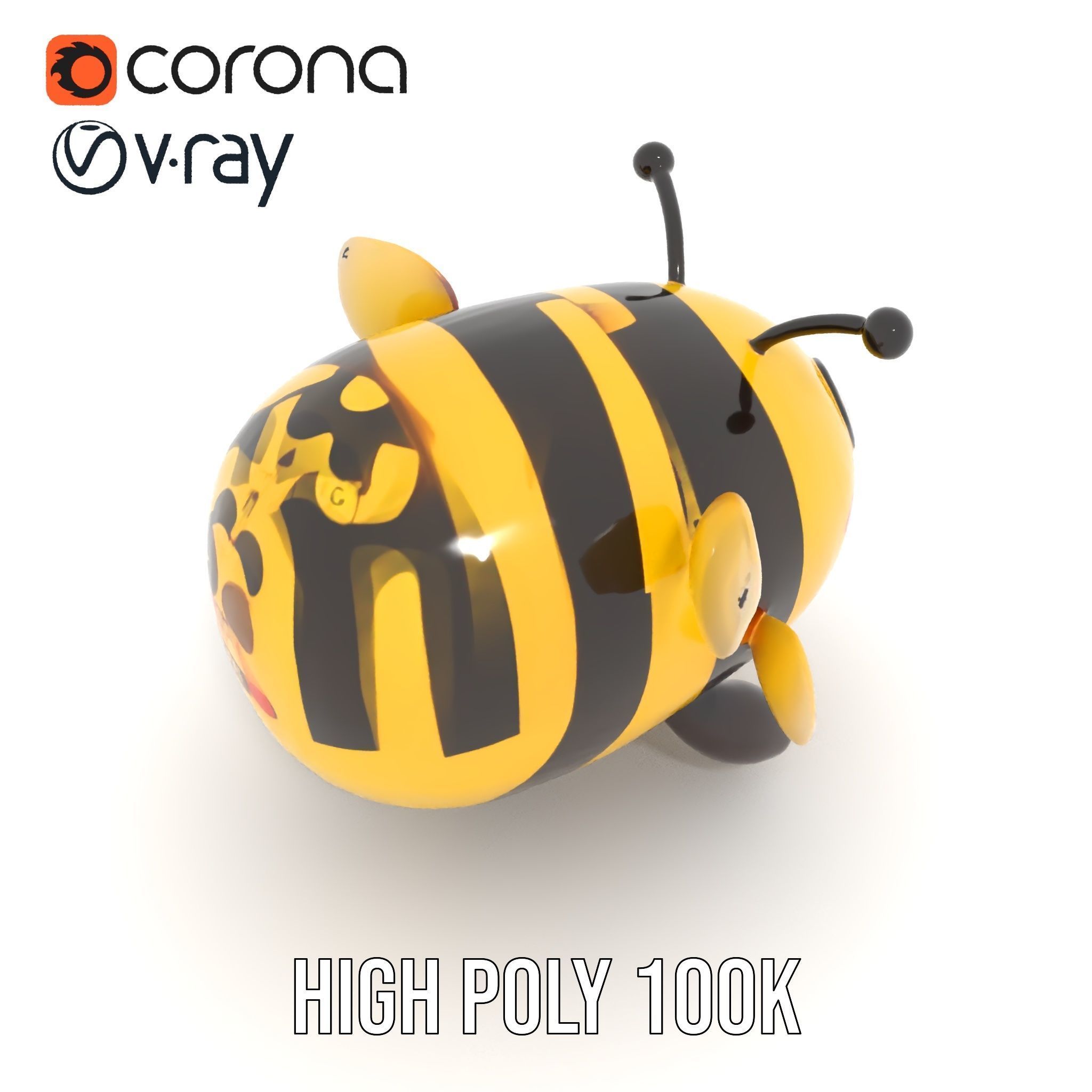 Cartoon Bee Model Pack   LOD Levels Included Low-poly 3D model_25