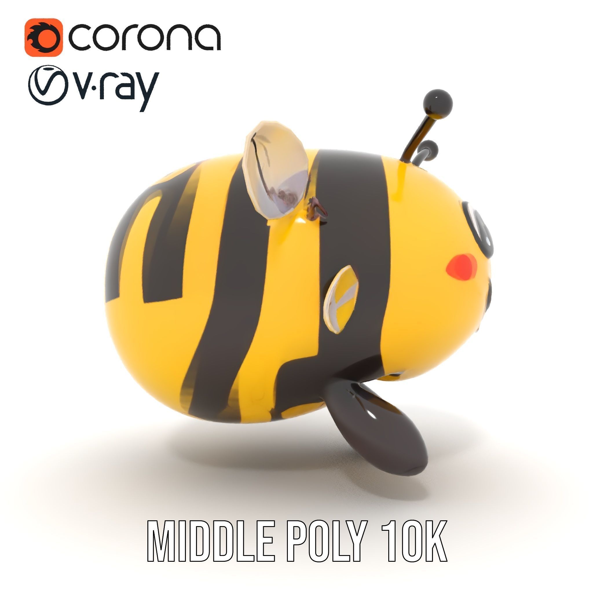 Cartoon Bee Model Pack   LOD Levels Included Low-poly 3D model_11