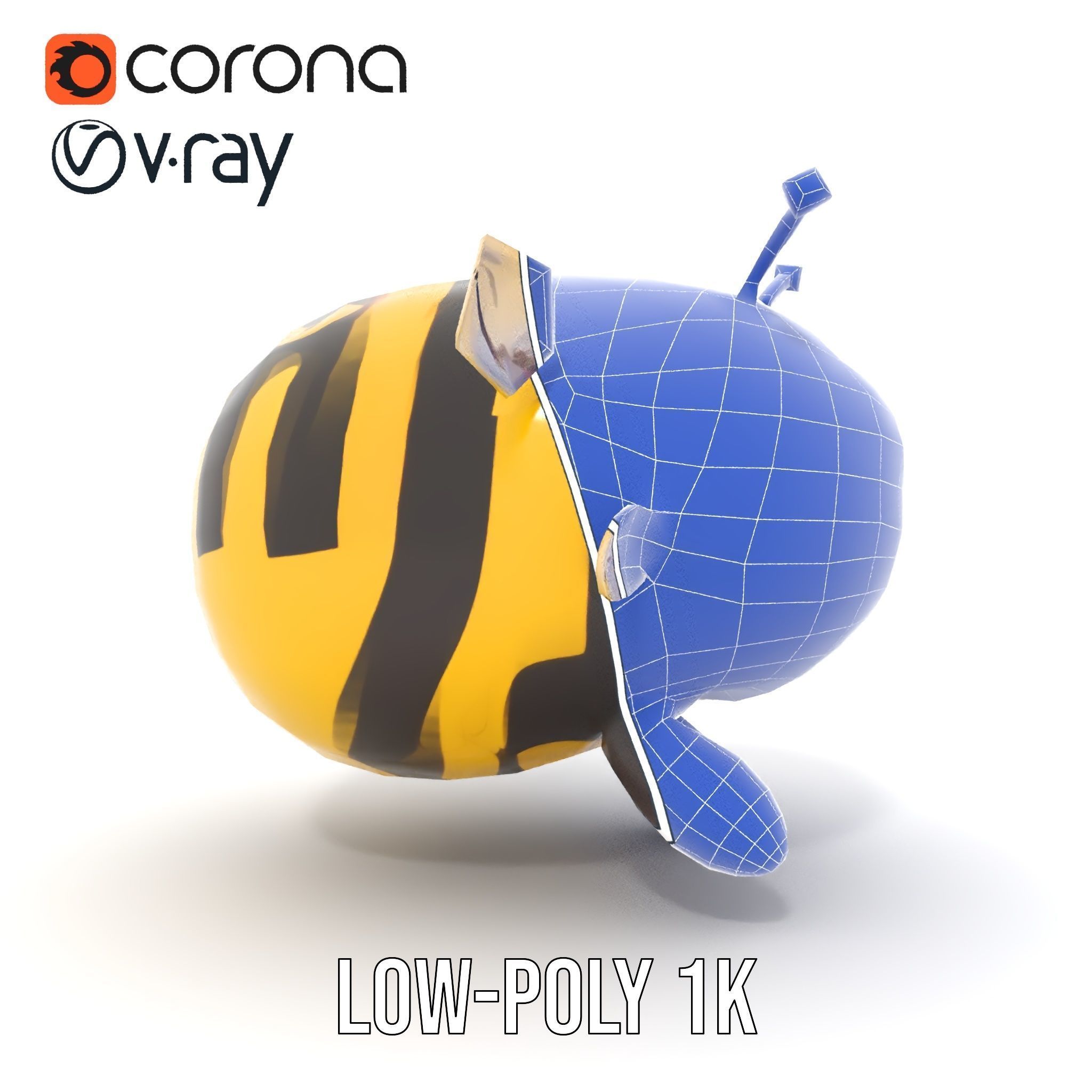 Cartoon Bee Model Pack   LOD Levels Included Low-poly 3D model_27