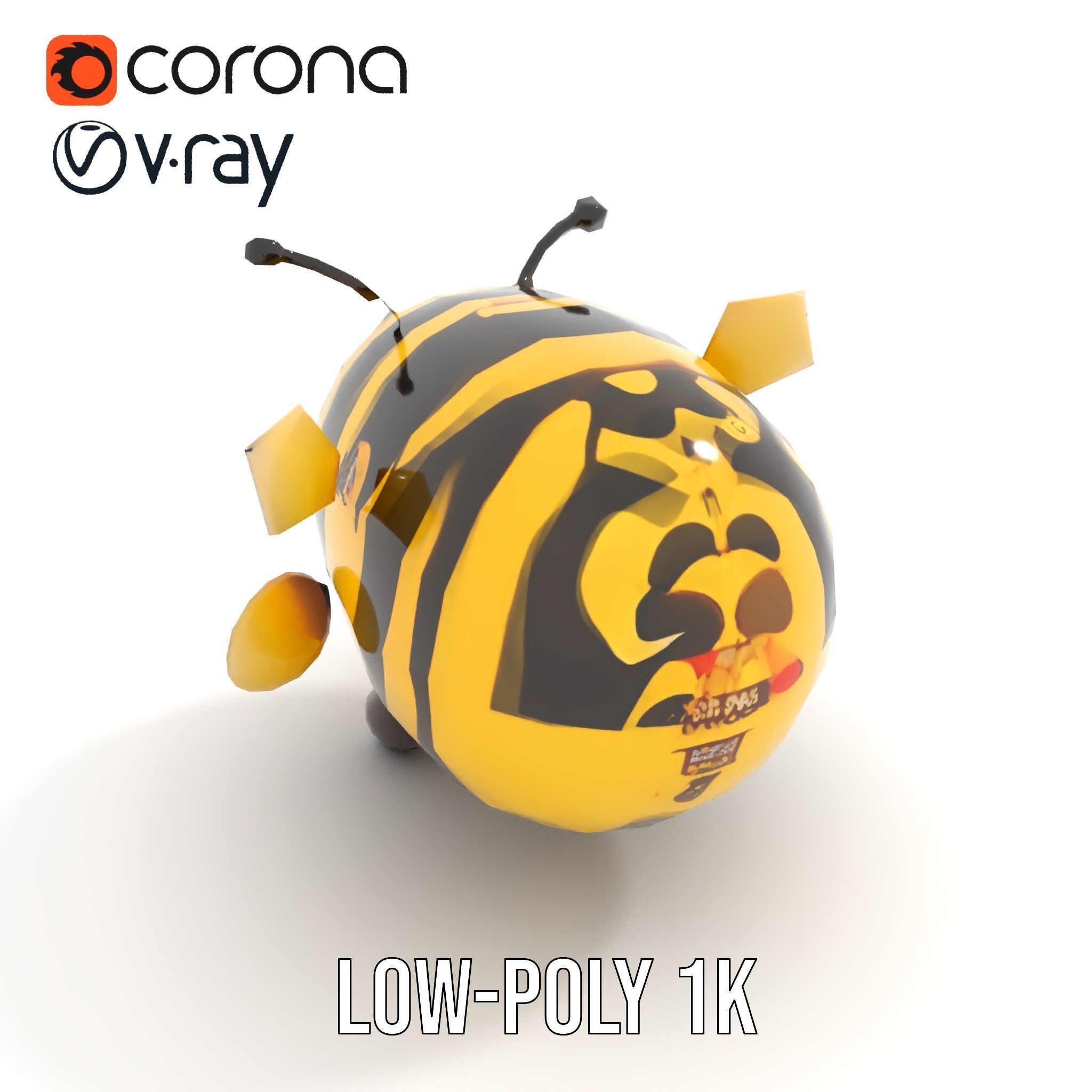 Cartoon Bee Model Pack   LOD Levels Included Low-poly 3D model_19
