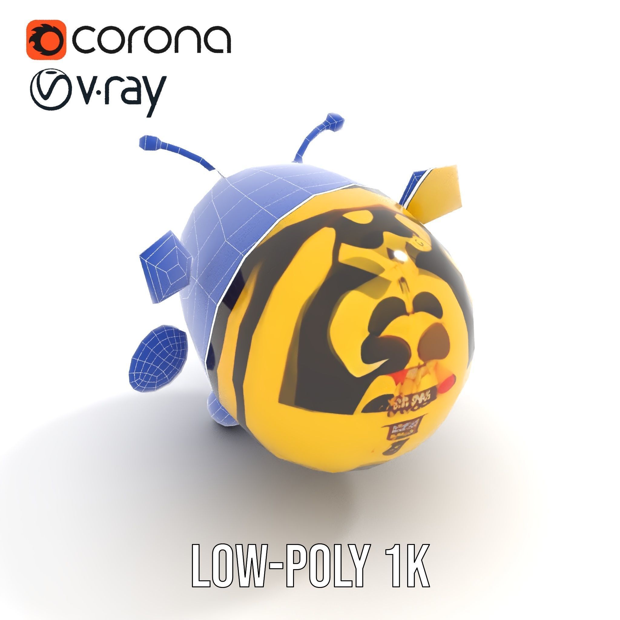 Cartoon Bee Model Pack   LOD Levels Included Low-poly 3D model_21