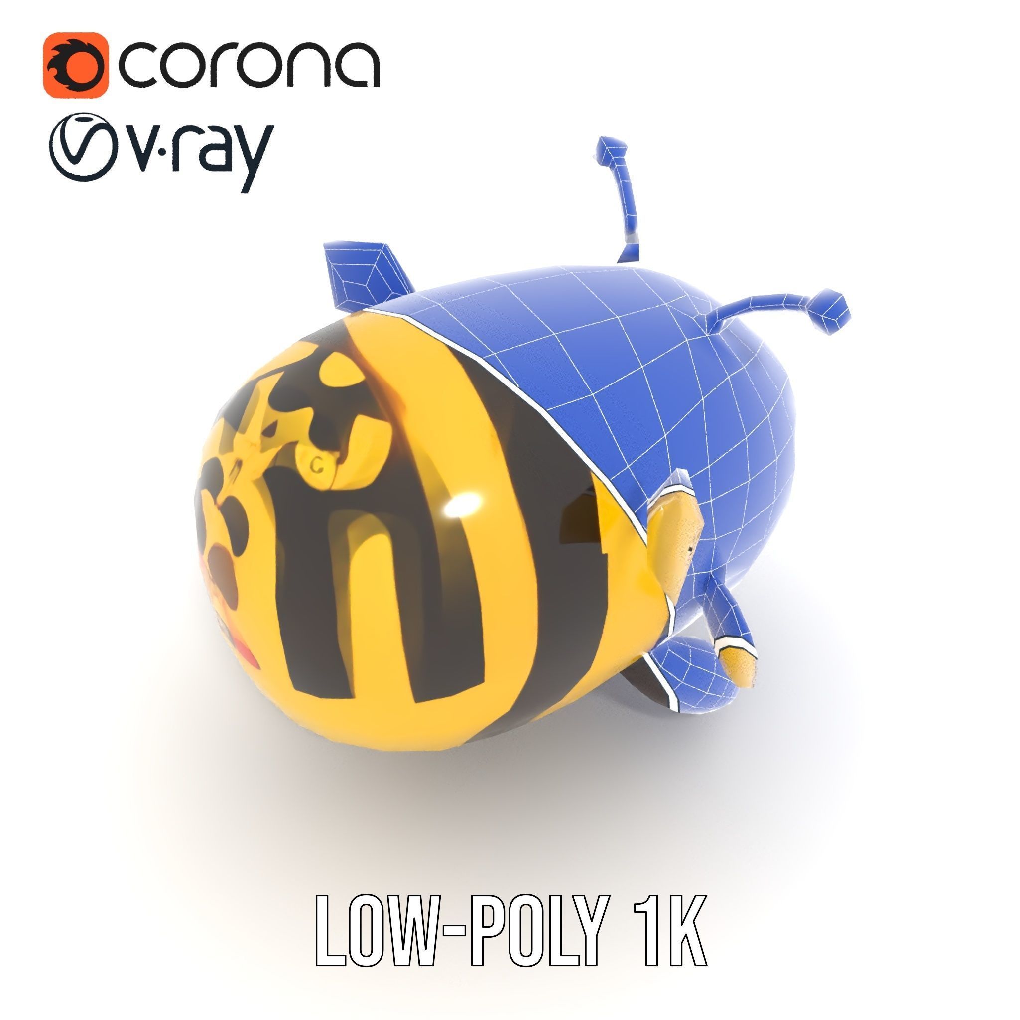 Cartoon Bee Model Pack   LOD Levels Included Low-poly 3D model_24