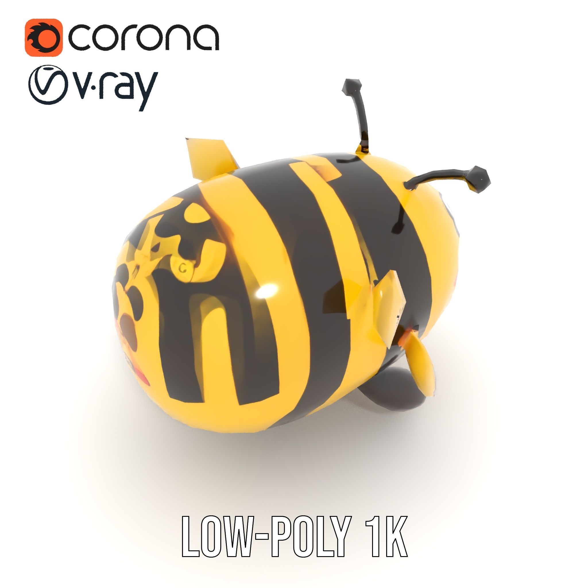 Cartoon Bee Model Pack   LOD Levels Included Low-poly 3D model_9