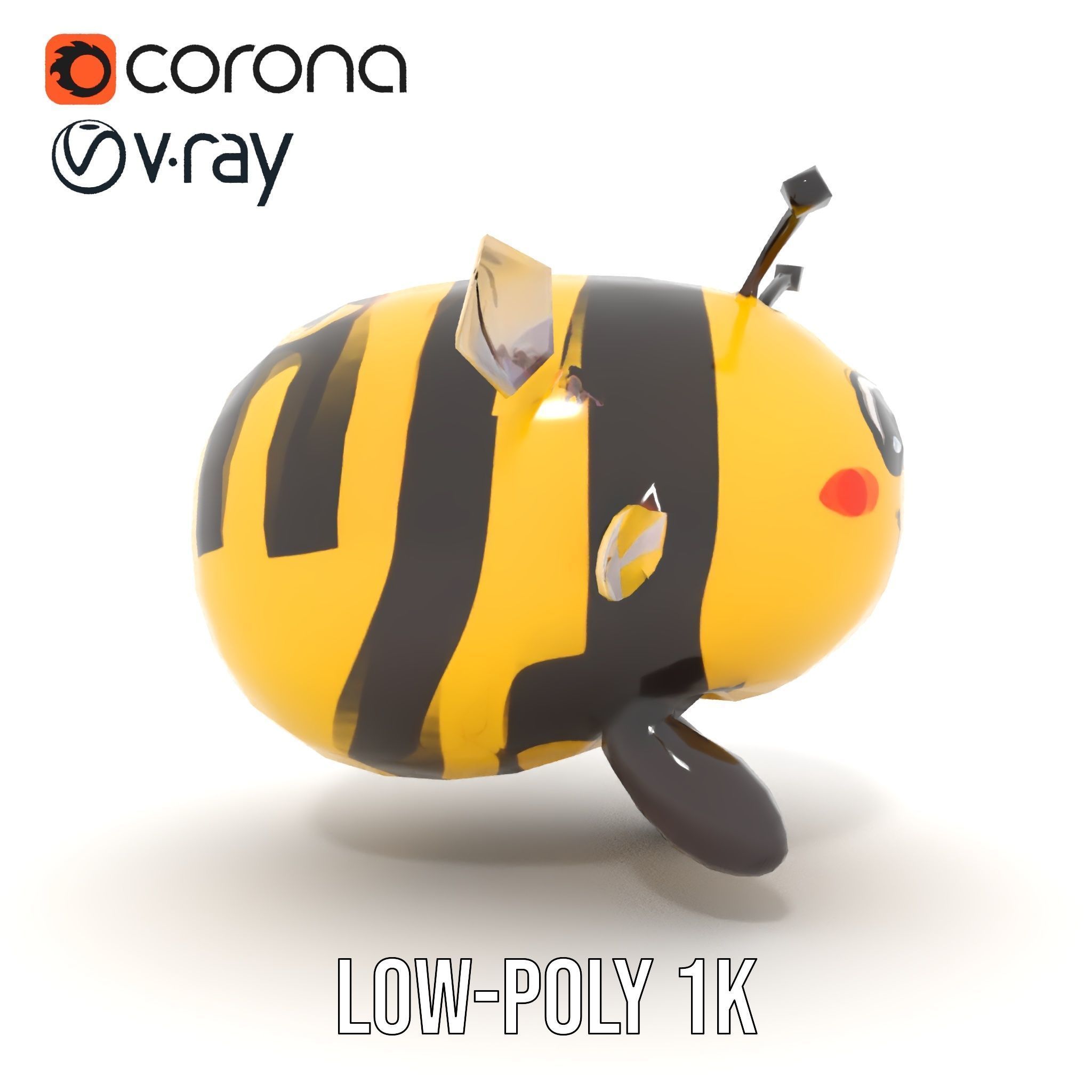 Cartoon Bee Model Pack   LOD Levels Included Low-poly 3D model_14