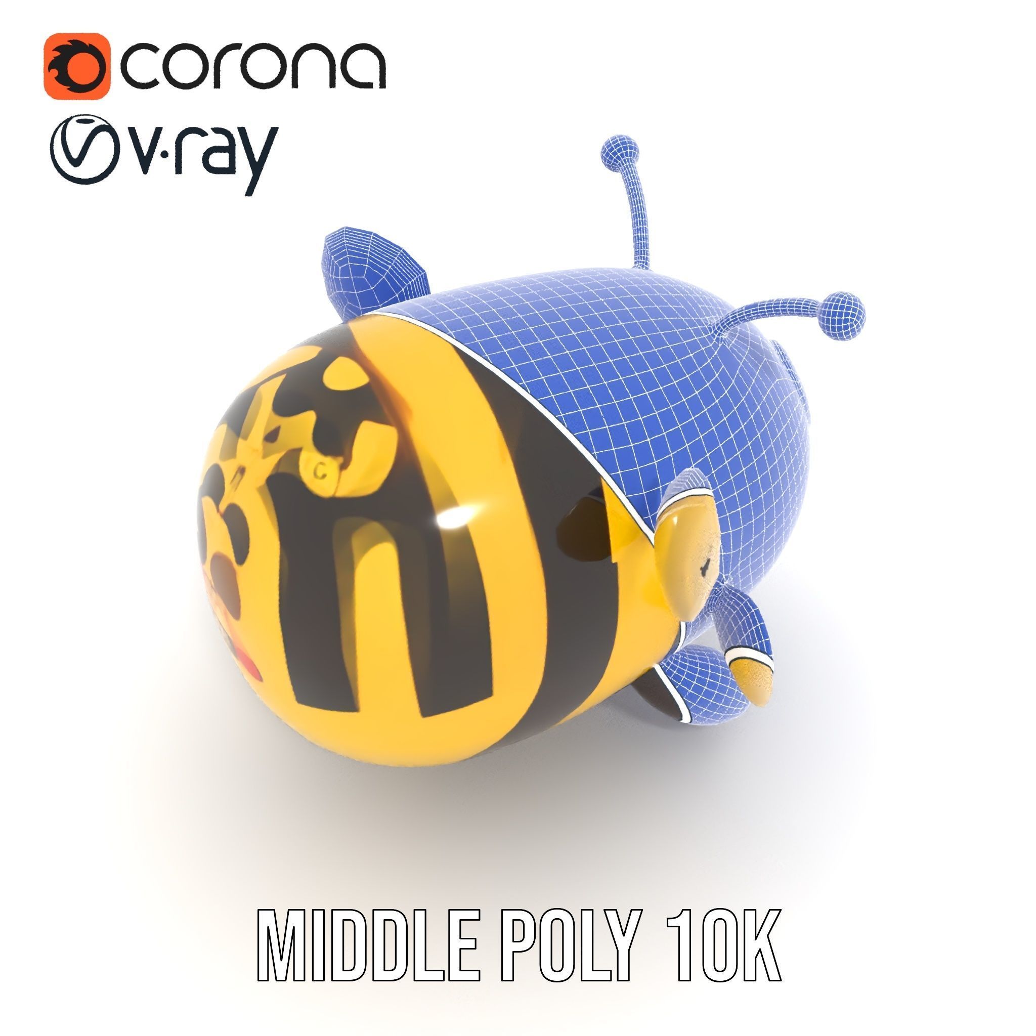 Cartoon Bee Model Pack   LOD Levels Included Low-poly 3D model_20