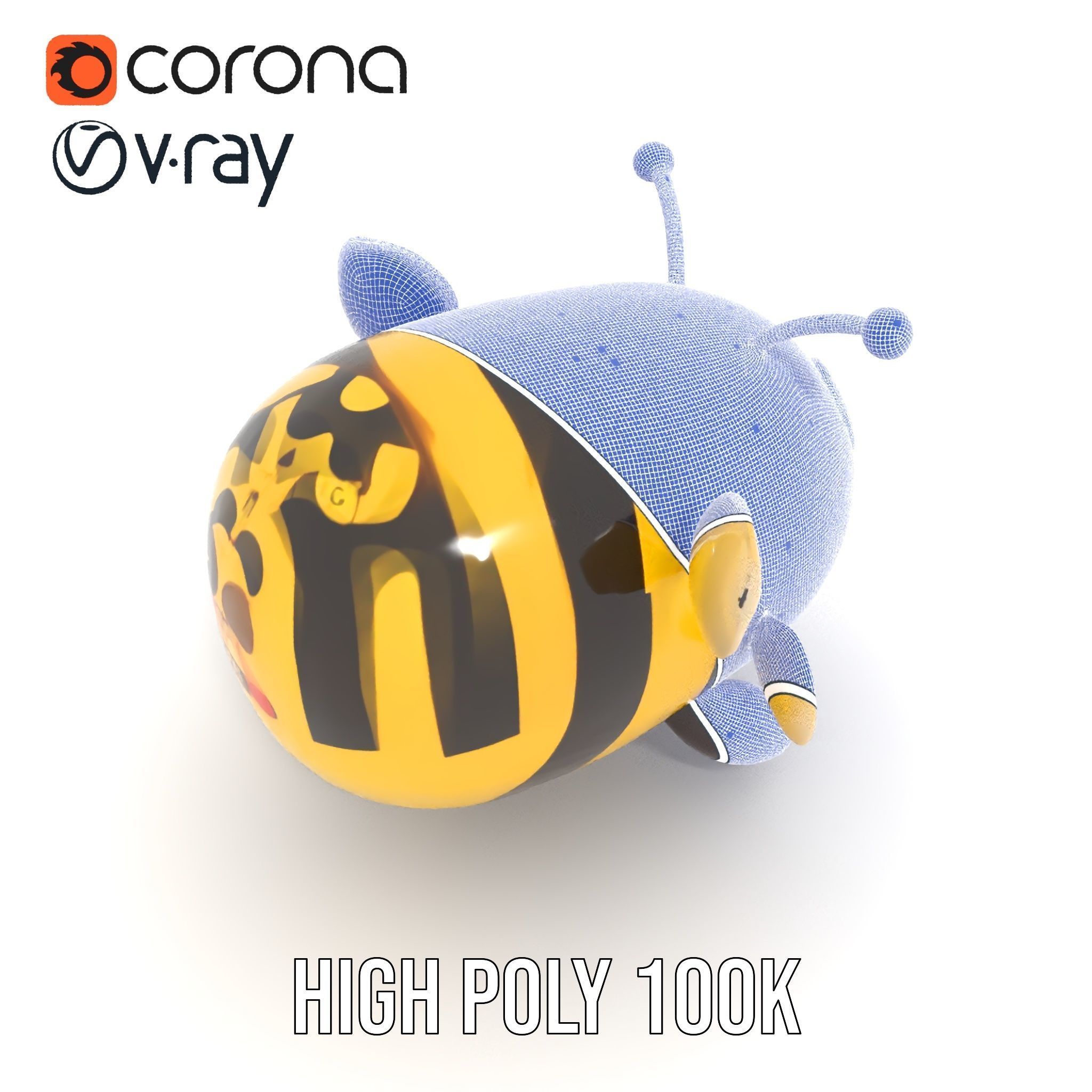 Cartoon Bee Model Pack   LOD Levels Included Low-poly 3D model_32