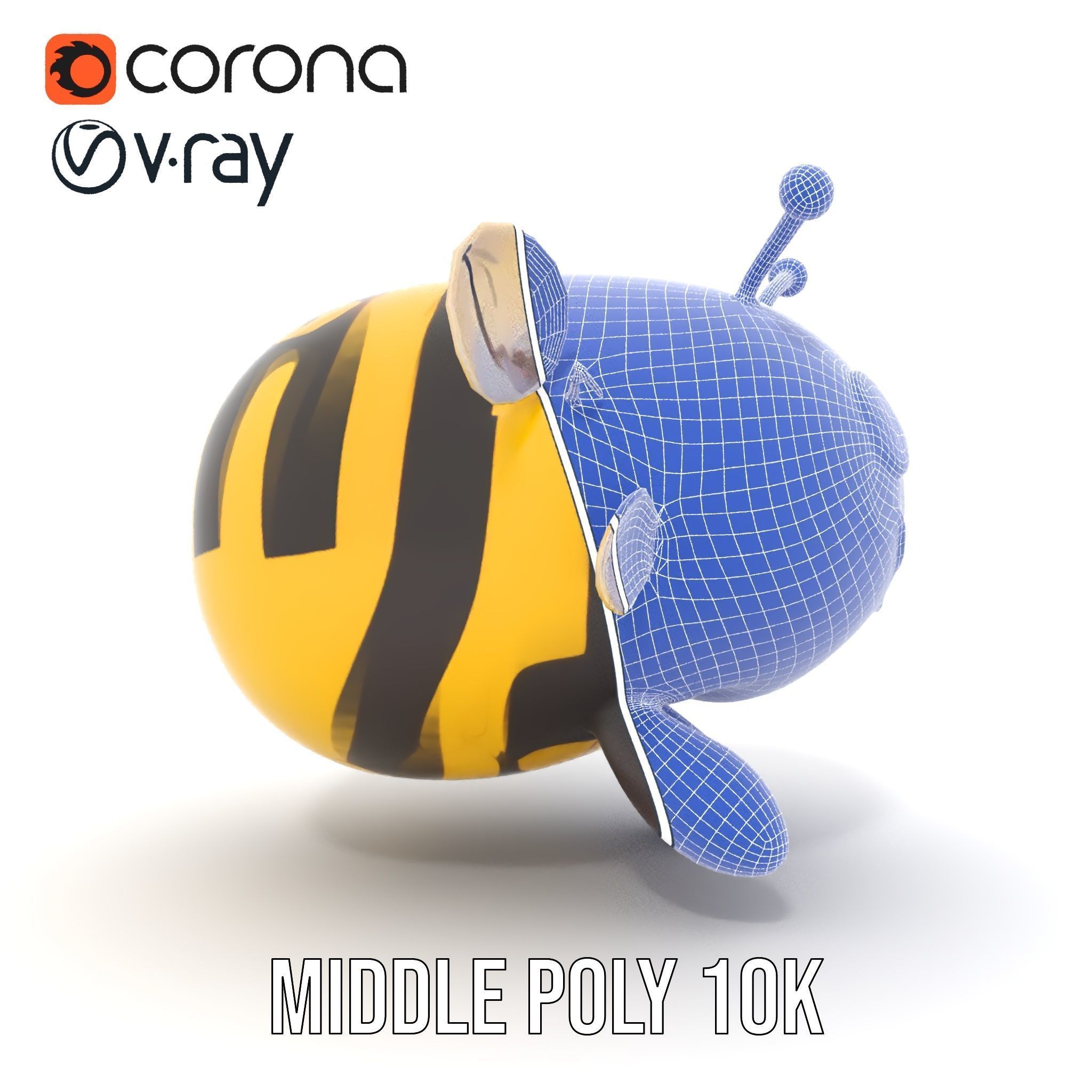 Cartoon Bee Model Pack   LOD Levels Included Low-poly 3D model_26