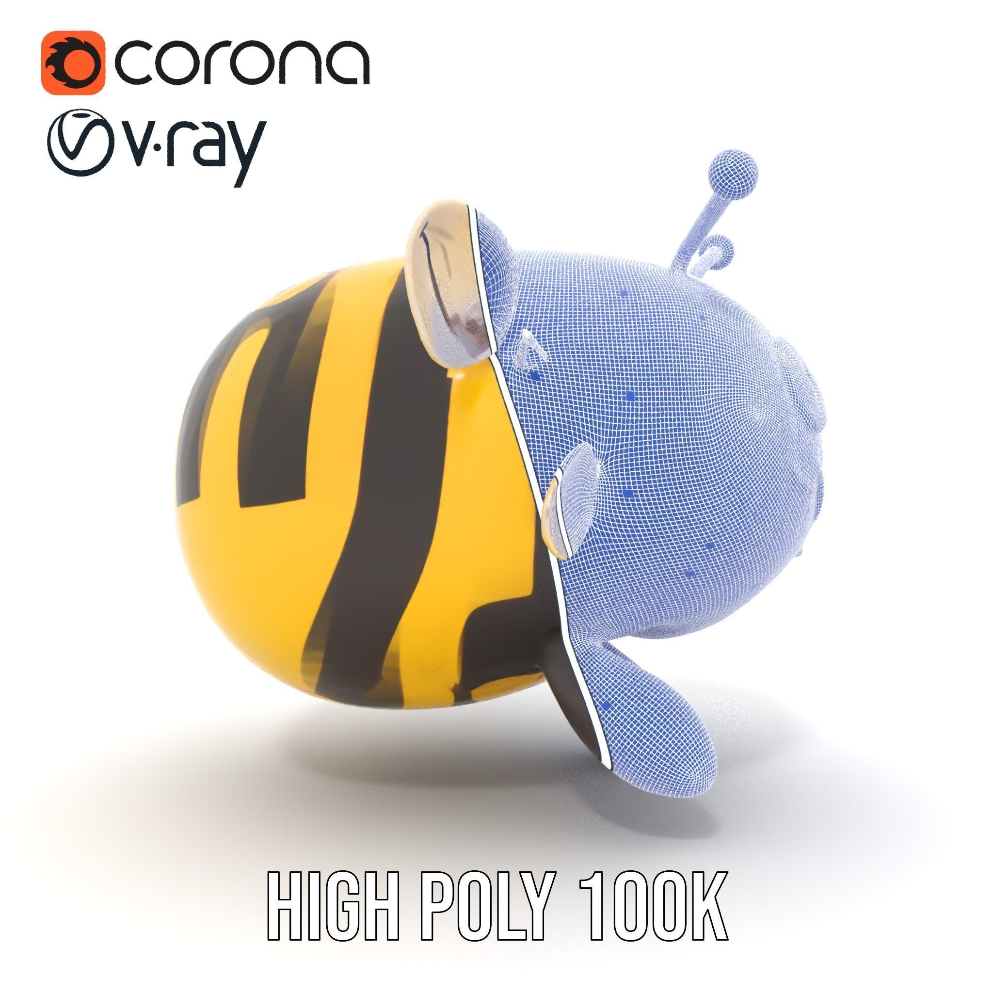 Cartoon Bee Model Pack   LOD Levels Included Low-poly 3D model_34