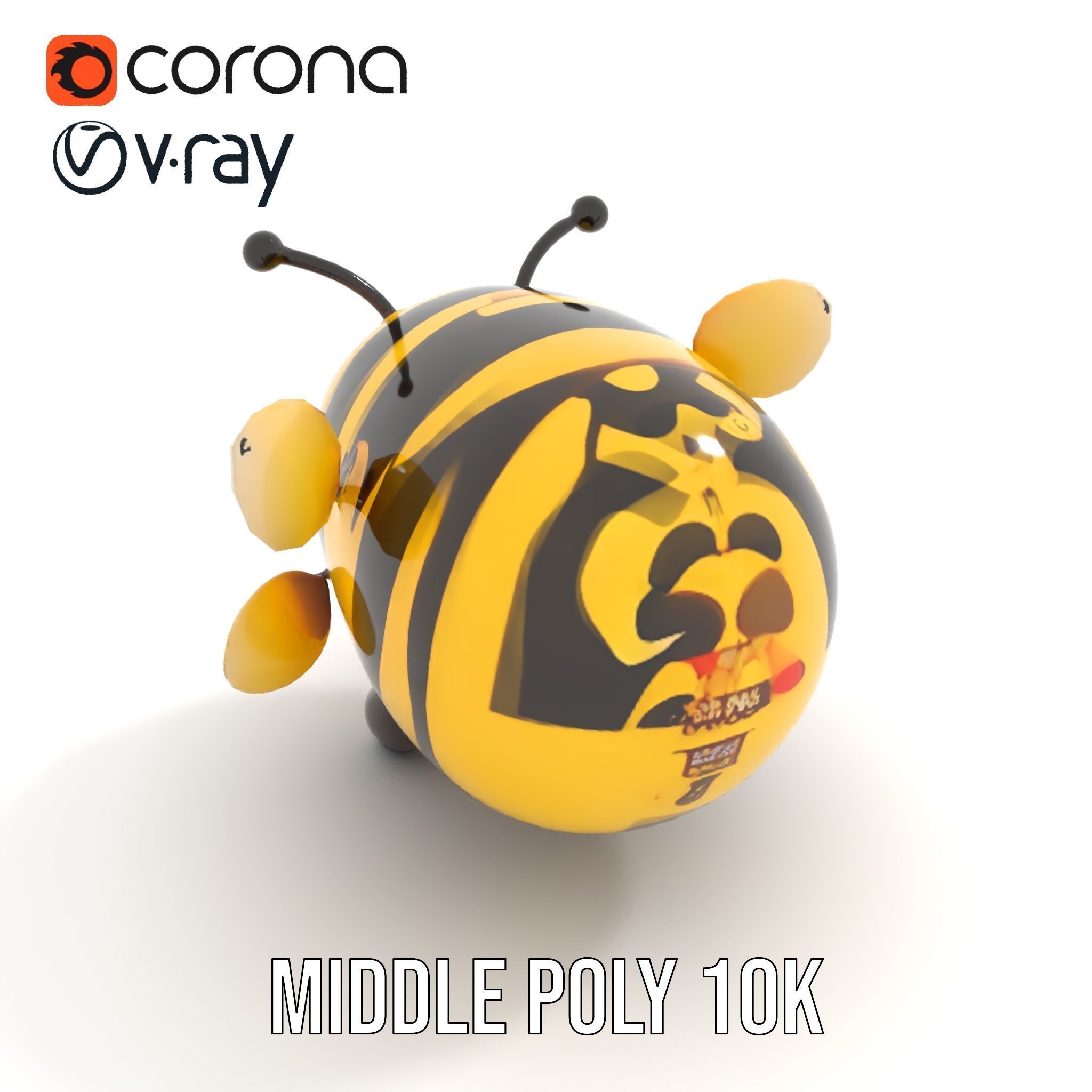 Cartoon Bee Model Pack   LOD Levels Included Low-poly 3D model_13