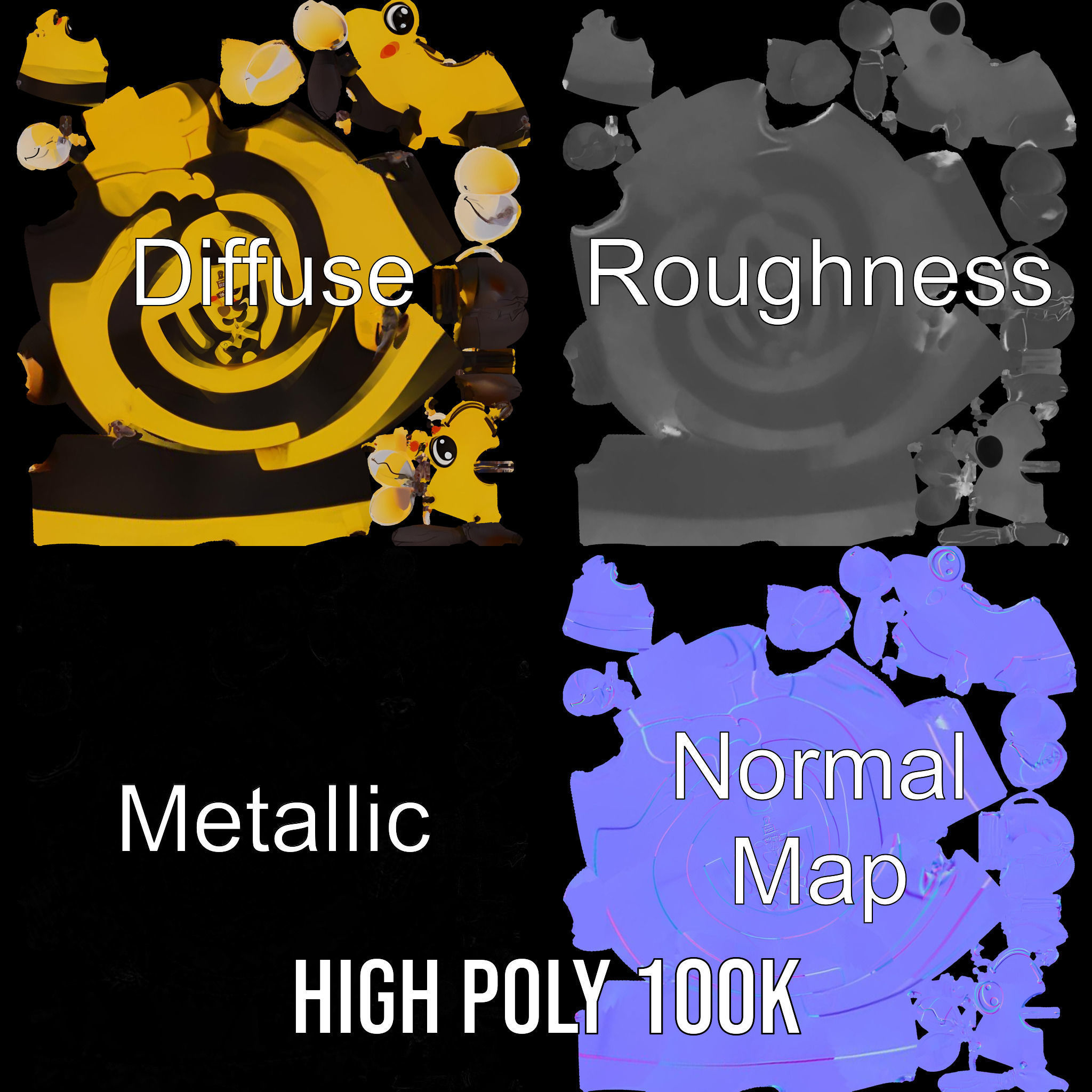 Cartoon Bee Model Pack   LOD Levels Included Low-poly 3D model_3