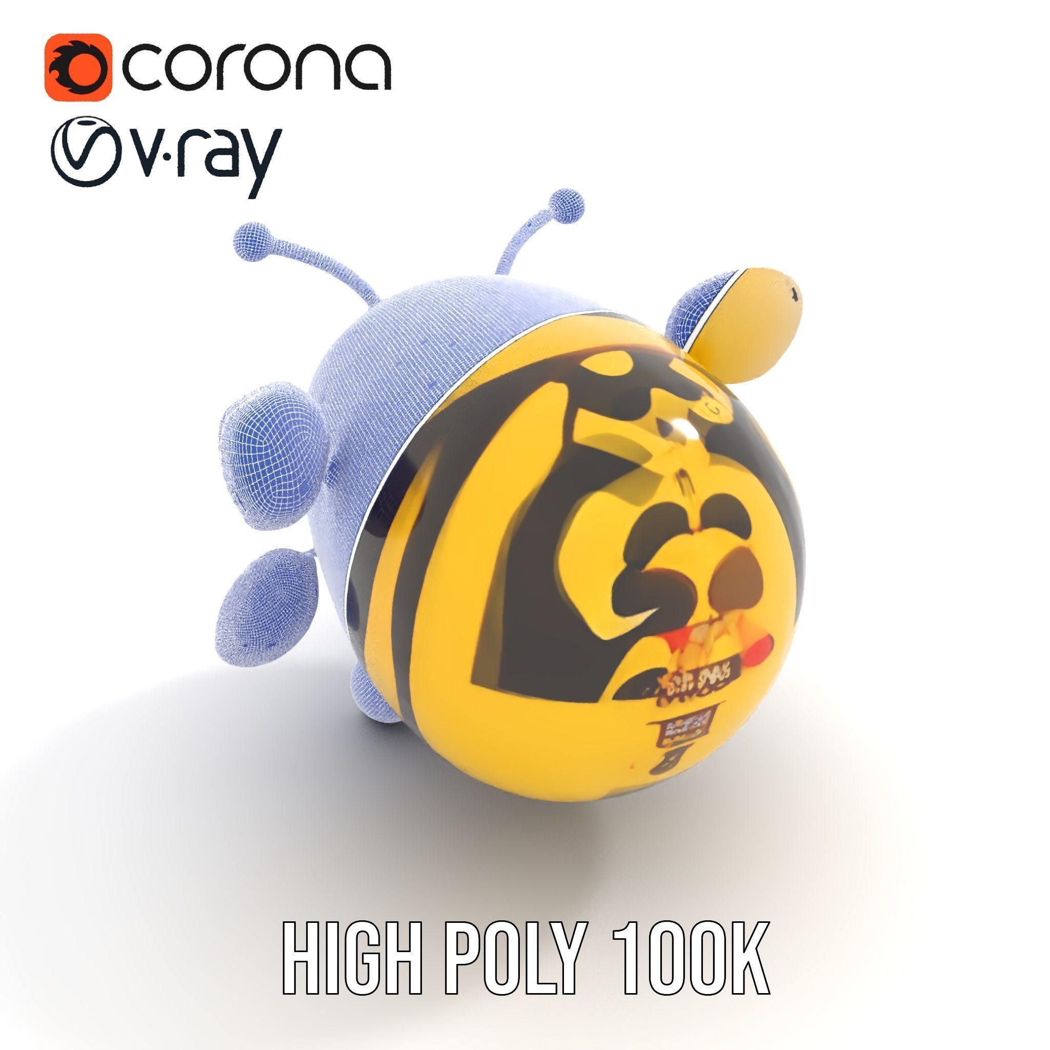 Cartoon Bee Model Pack   LOD Levels Included Low-poly 3D model_28