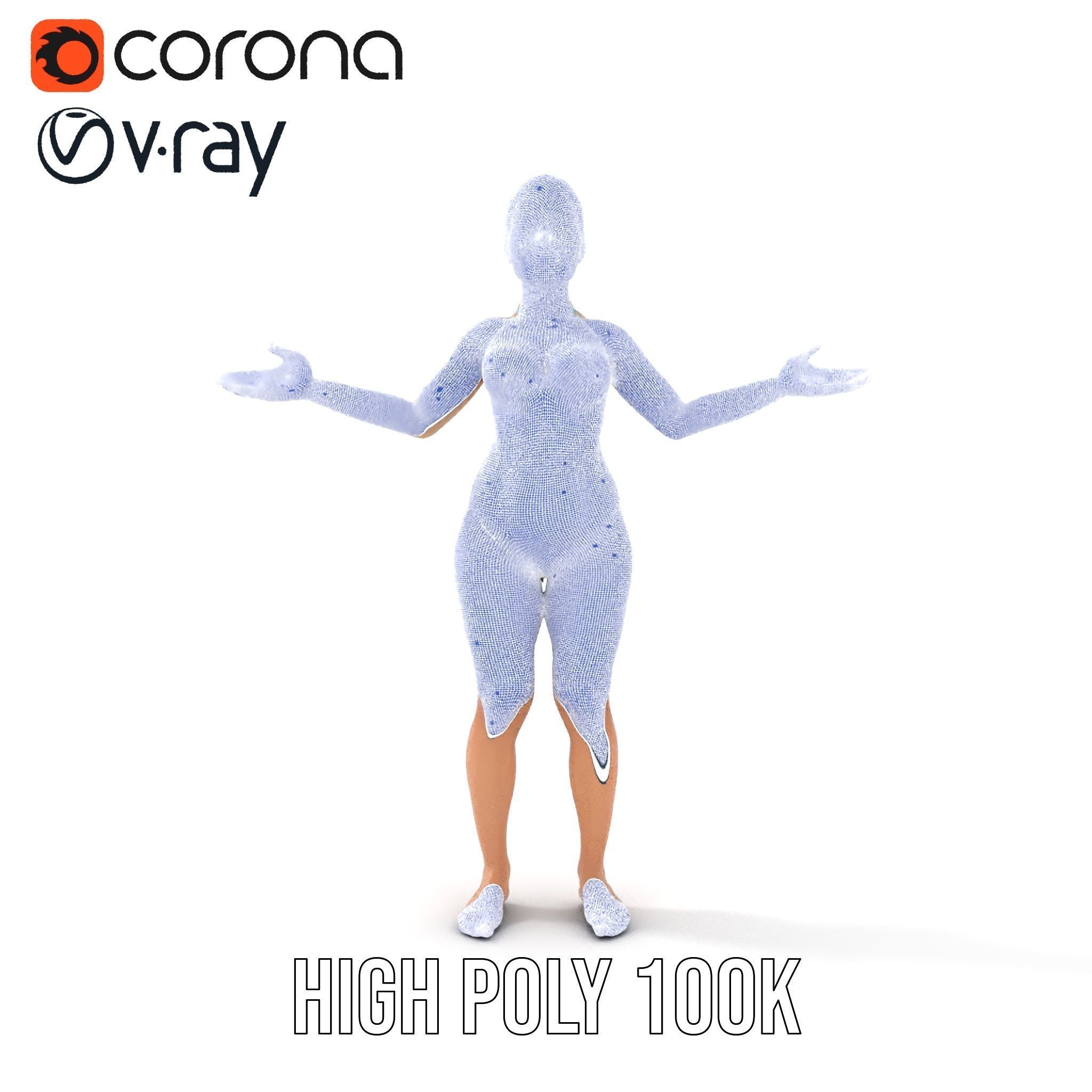 Dynamic Female Swimsuit Model Rigged and Animated Low-poly 3D model_35