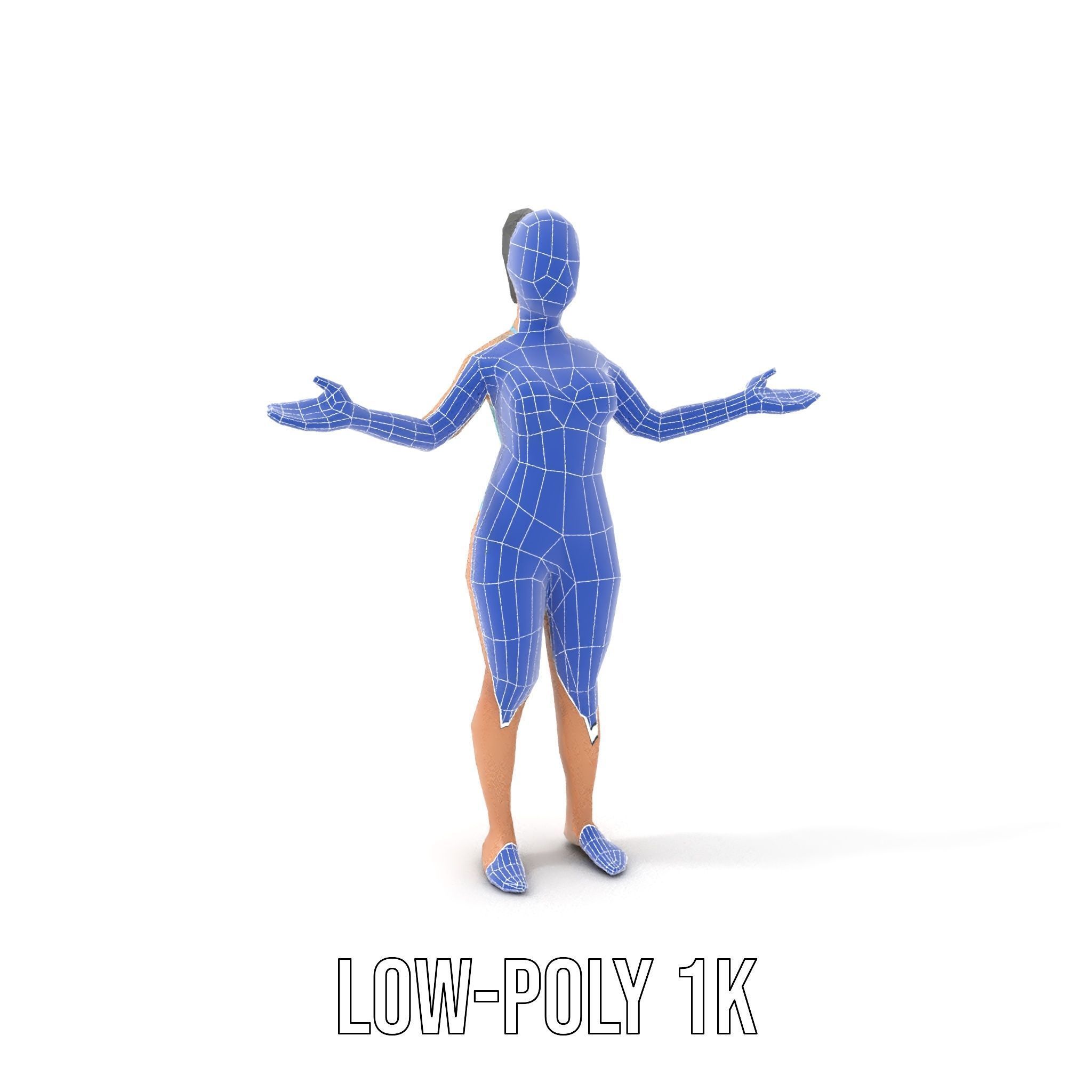 Dynamic Female Swimsuit Model Rigged and Animated Low-poly 3D model_25