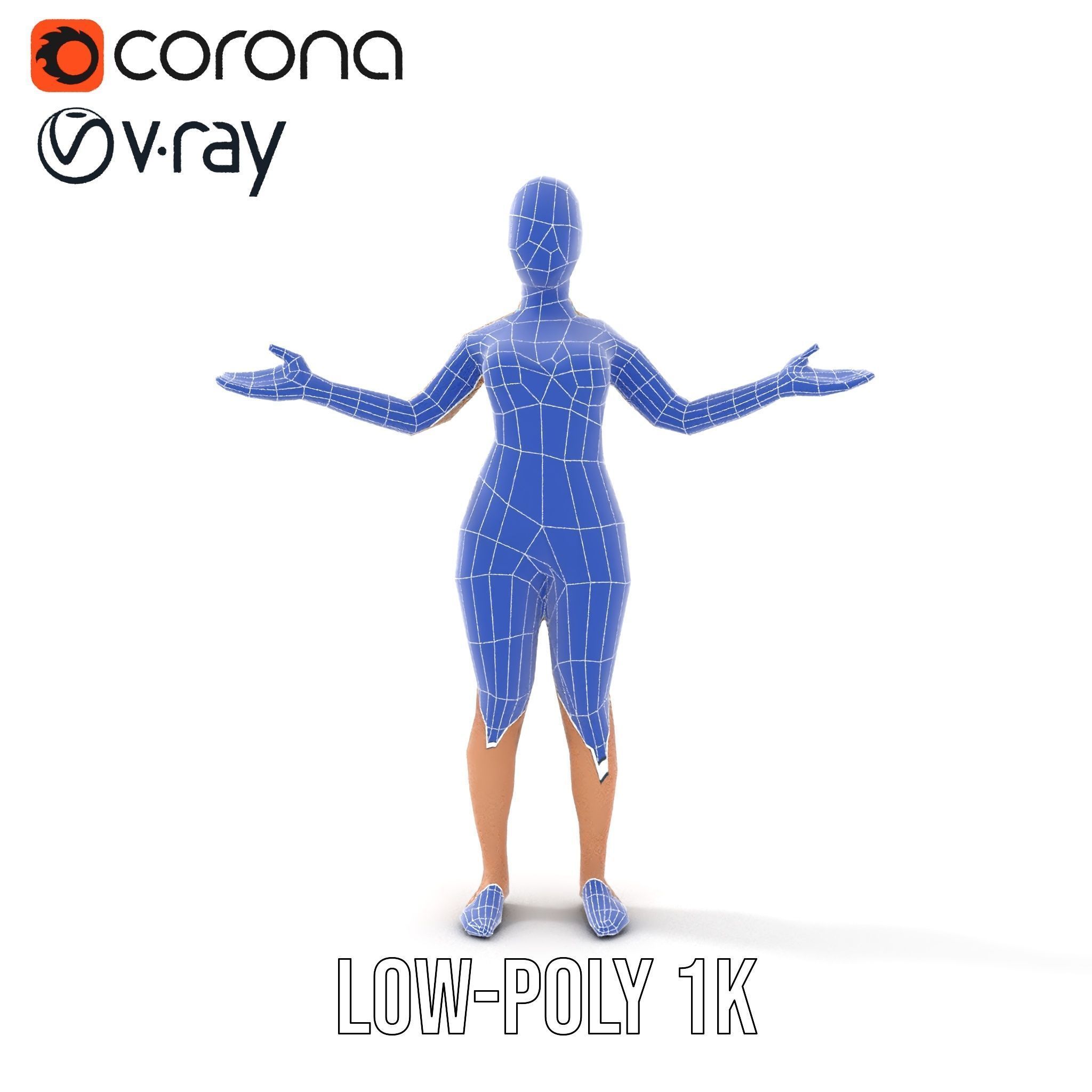 Dynamic Female Swimsuit Model Rigged and Animated Low-poly 3D model_28