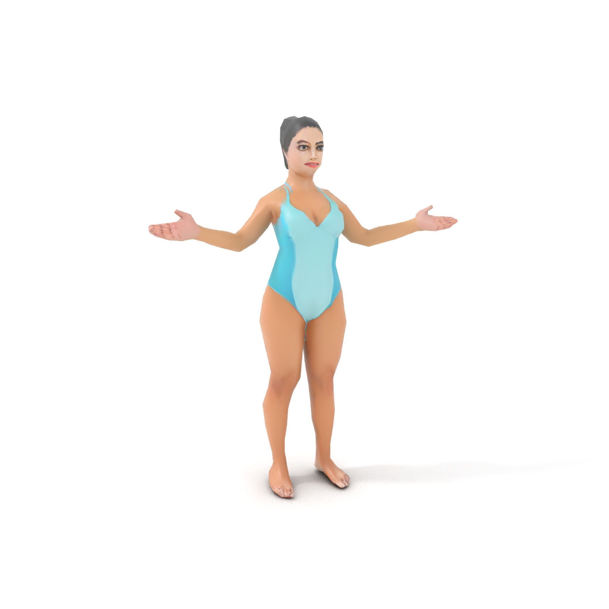 Dynamic Female Swimsuit Model Rigged and Animated Low-poly 3D model_7