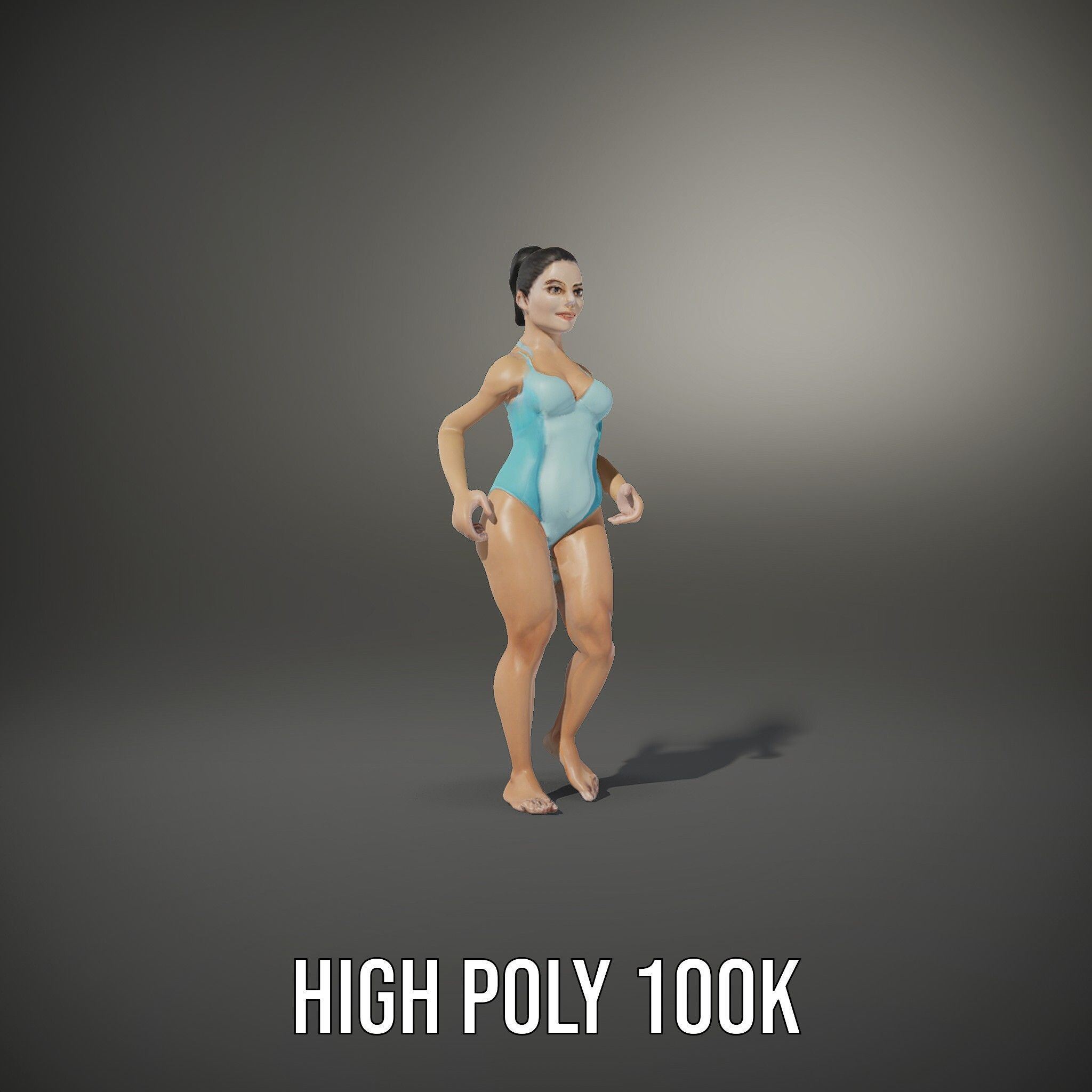 Dynamic Female Swimsuit Model Rigged and Animated Low-poly 3D model_14
