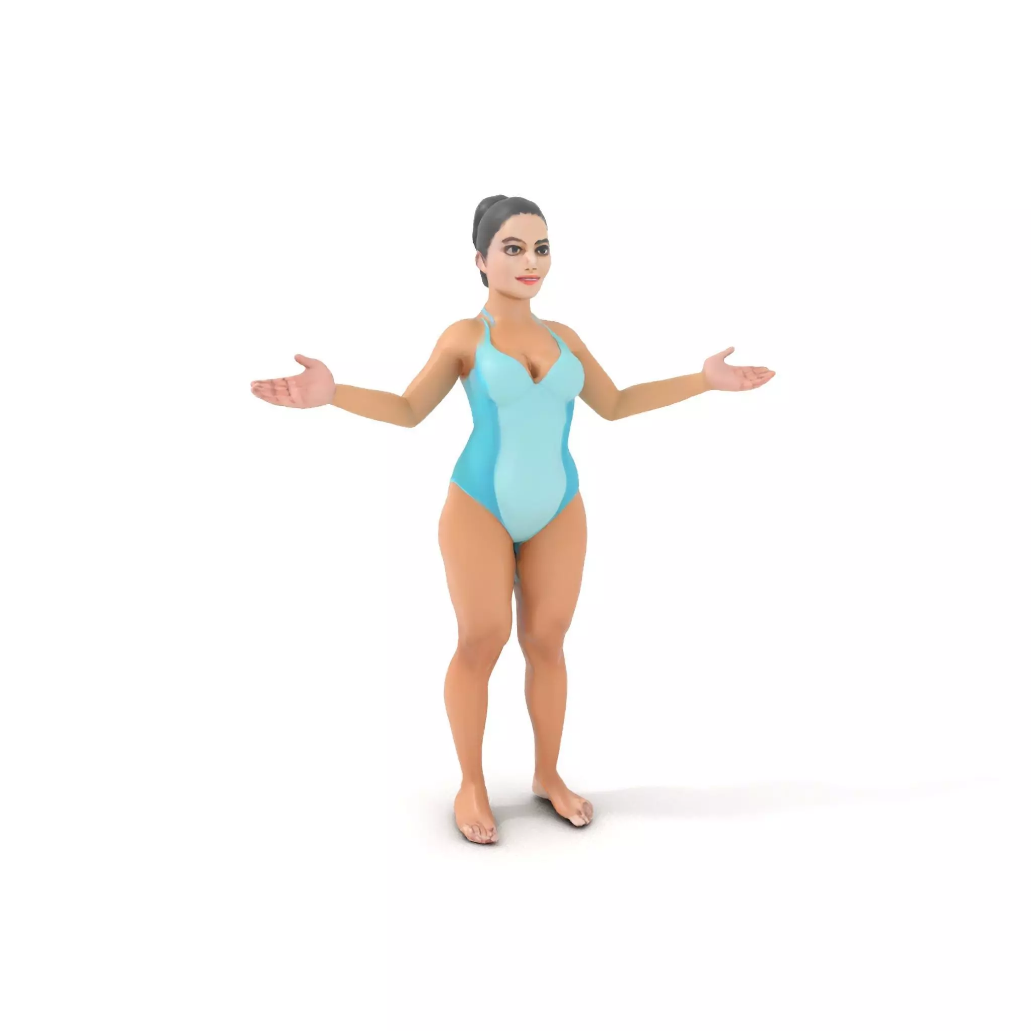 Dynamic Female Swimsuit Model Rigged and Animated Low-poly 3D model_0