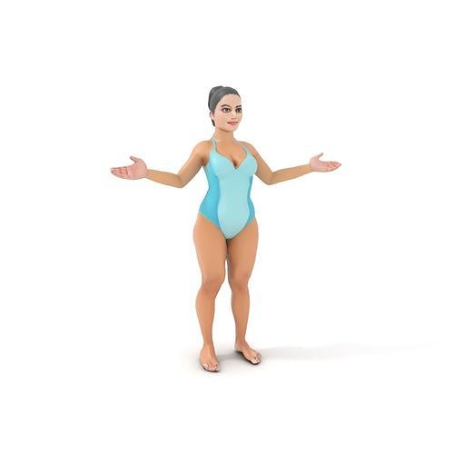 Dynamic Female Swimsuit Model  Rigged and Animated Low-poly 3D model