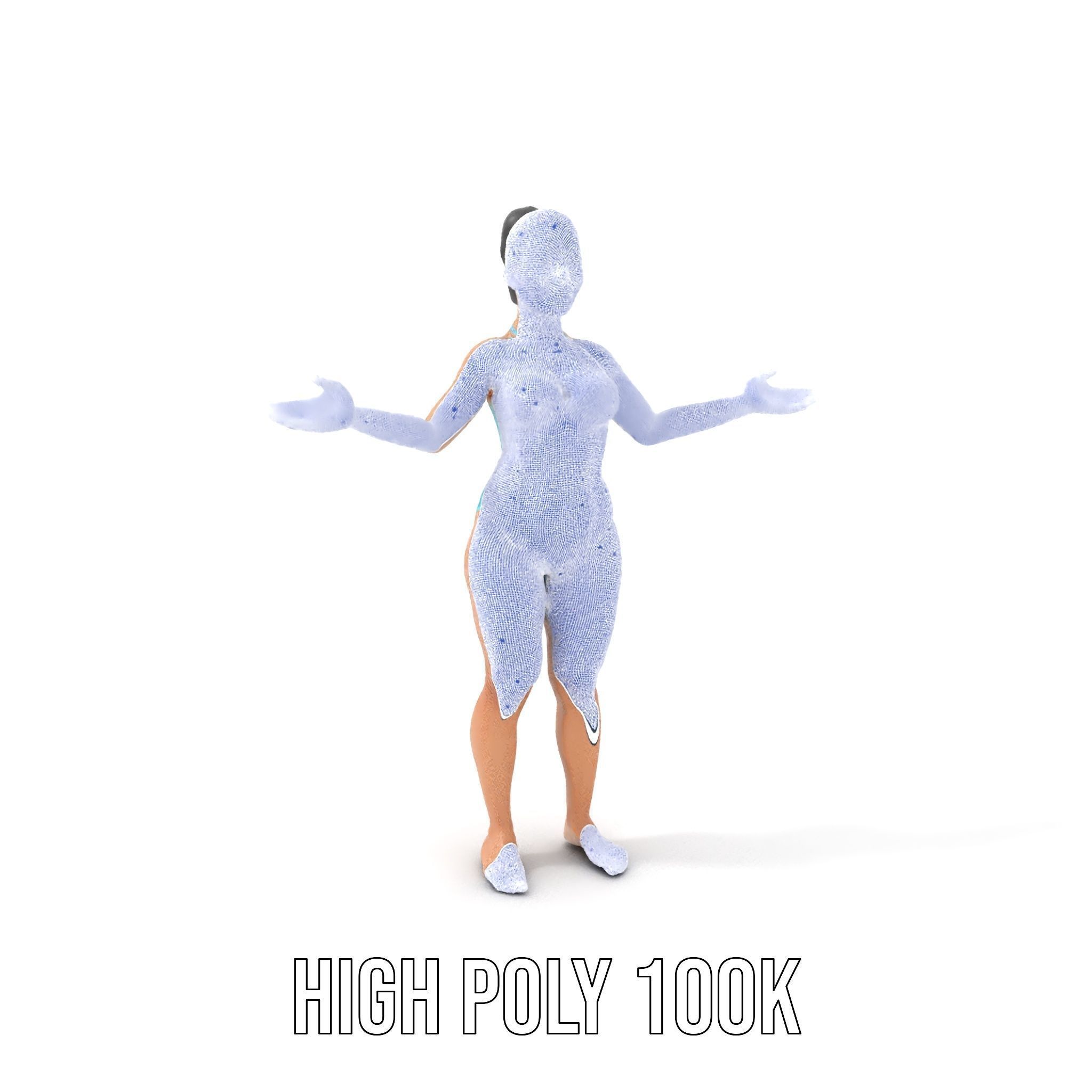 Dynamic Female Swimsuit Model Rigged and Animated Low-poly 3D model_4