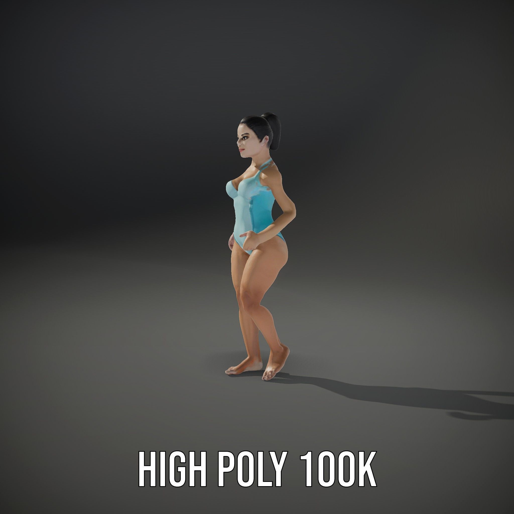 Dynamic Female Swimsuit Model Rigged and Animated Low-poly 3D model_26