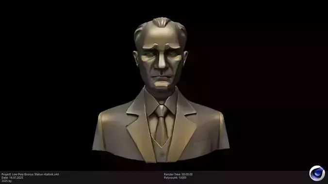 Low Poly Bronze Statue Ataturk