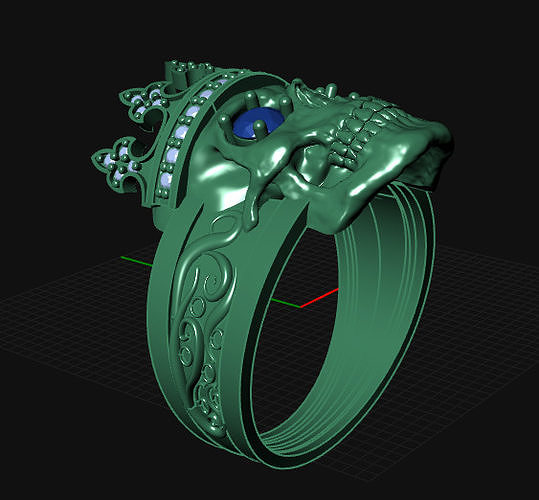 skull ring with crown 3D print model