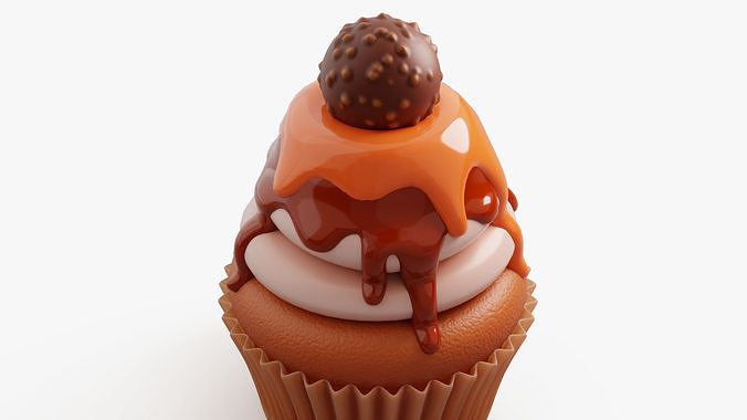 Caramel Cupcake with Truffle 3D model 6