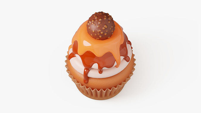 Caramel Cupcake with Truffle 3D model 4