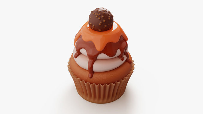 Caramel Cupcake with Truffle 3D model 5