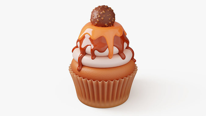 Caramel Cupcake with Truffle 3D model 2