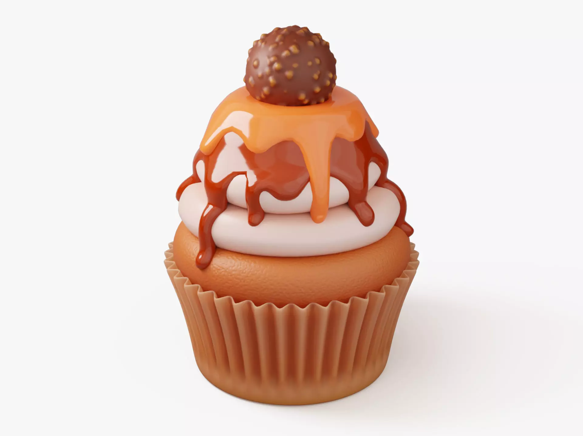 Caramel Cupcake with Truffle 3D model_0