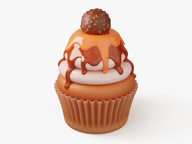 Caramel Cupcake with Truffle 3D model