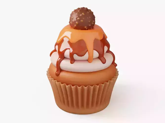 Caramel Cupcake with Truffle 3D model