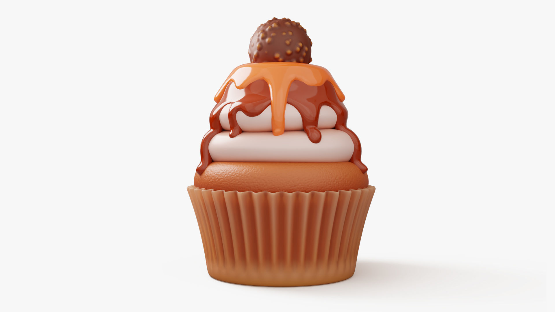 Caramel Cupcake with Truffle 3D model_2