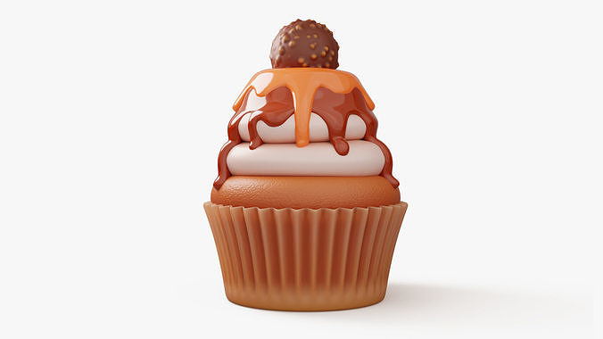 Caramel Cupcake with Truffle 3D model 3