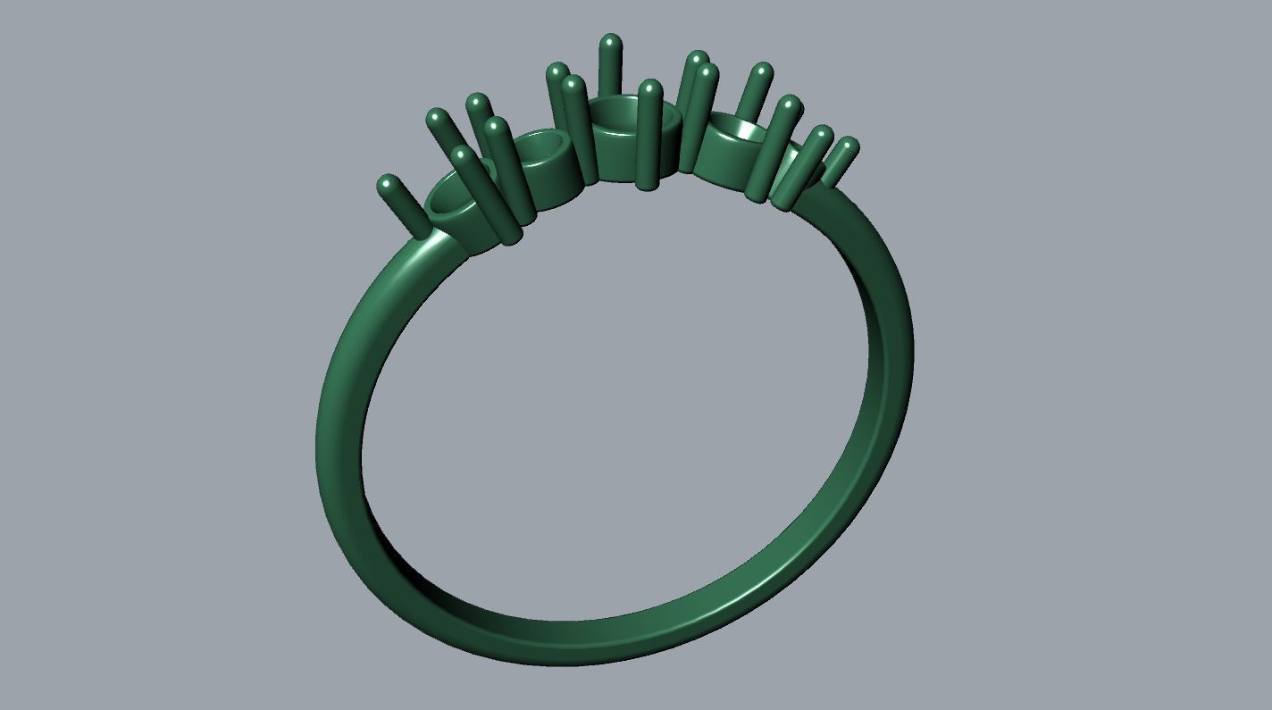 Ring 5 stones 3D print model_11