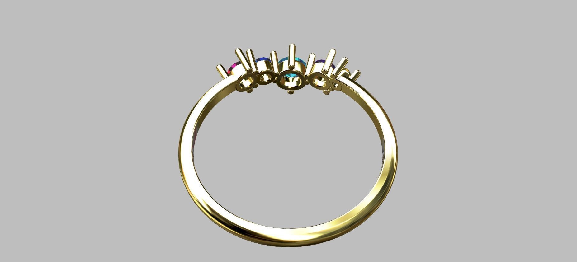 Ring 5 stones 3D print model_2