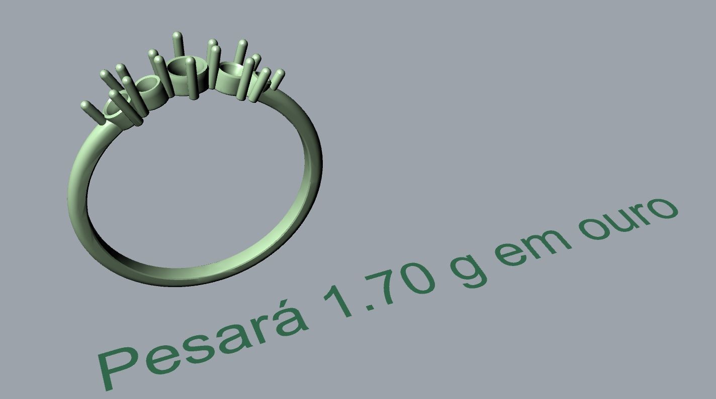Ring 5 stones 3D print model_12