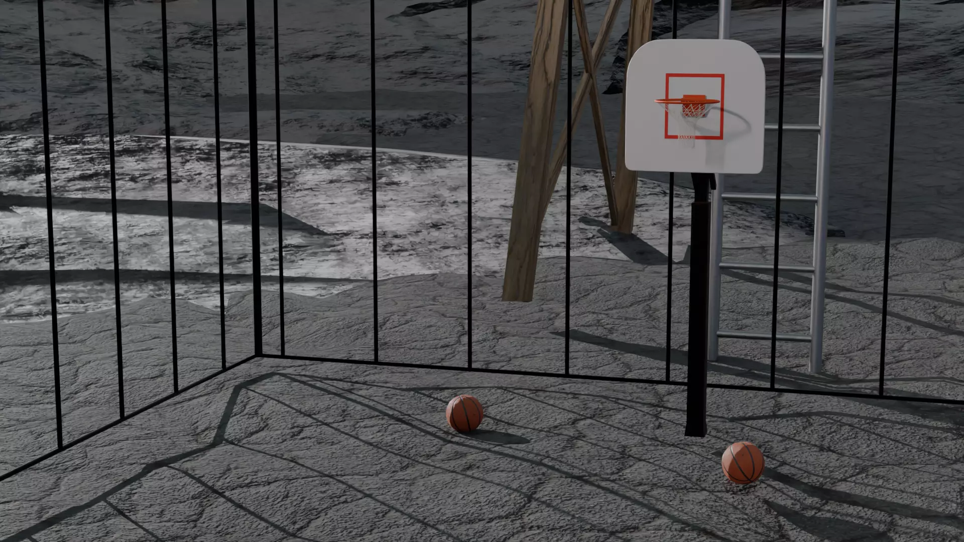 Basketball and Hoop Combo Low-poly 3D model